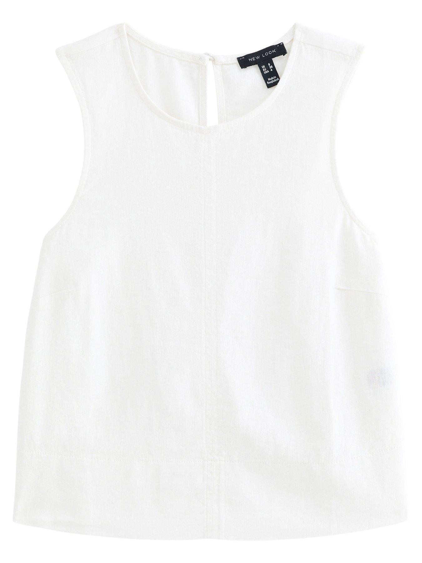  image of new-look-linen-blend-sleeveless-top-white