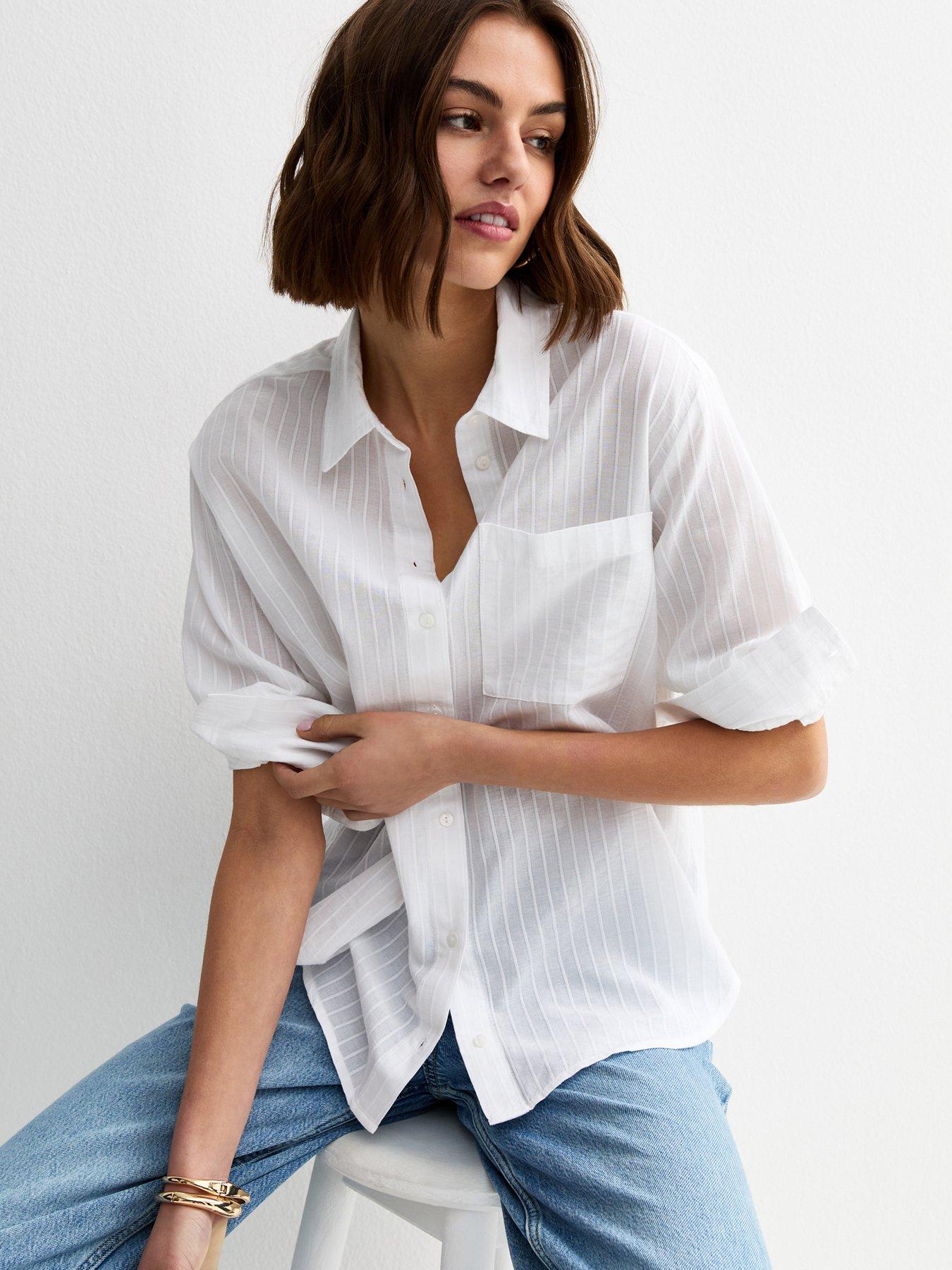 New Look Stripe Long Sleeve Shirt - White