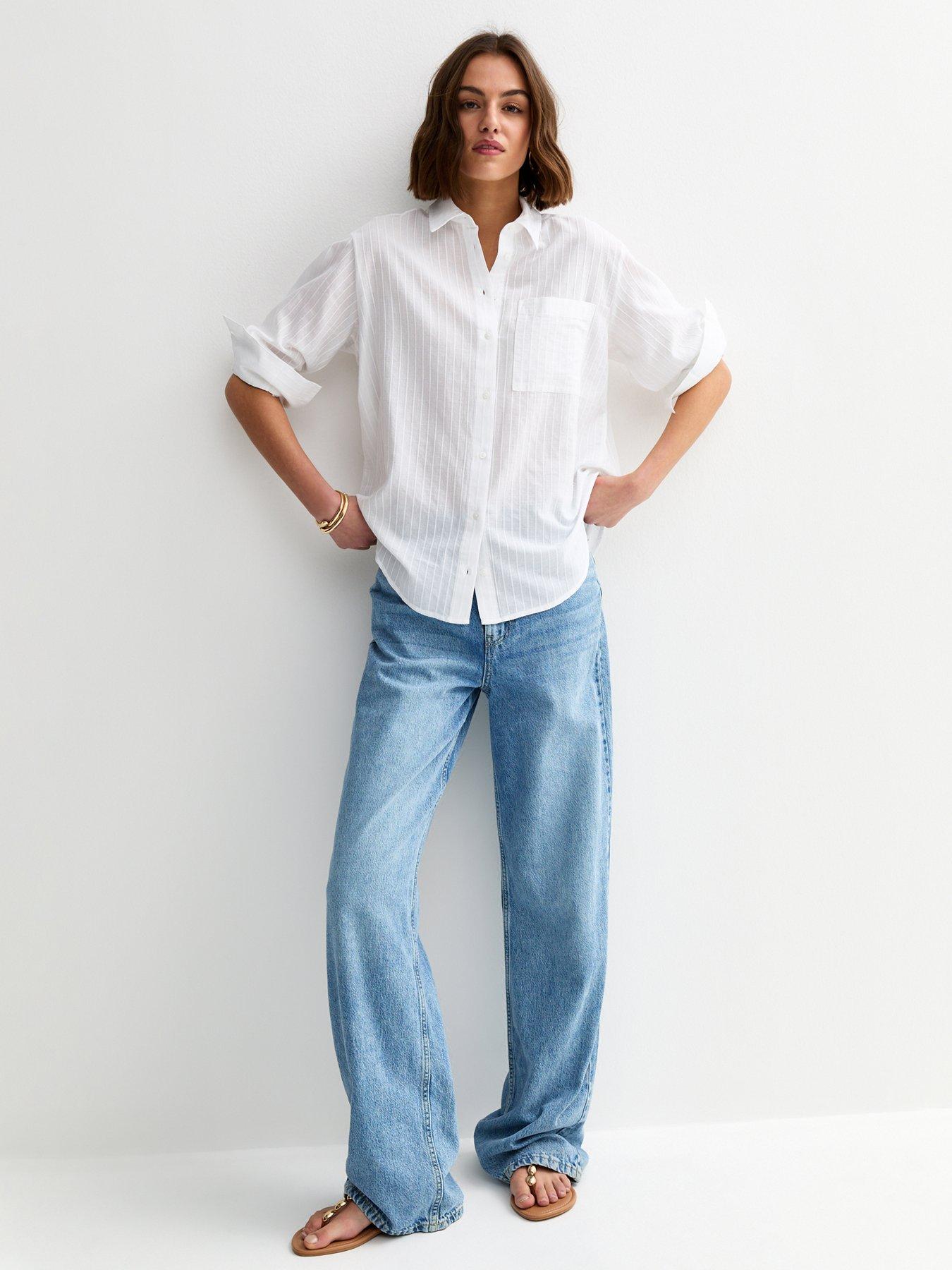 Image 3 of 6 of New Look White Stripe Long Sleeve Shirt