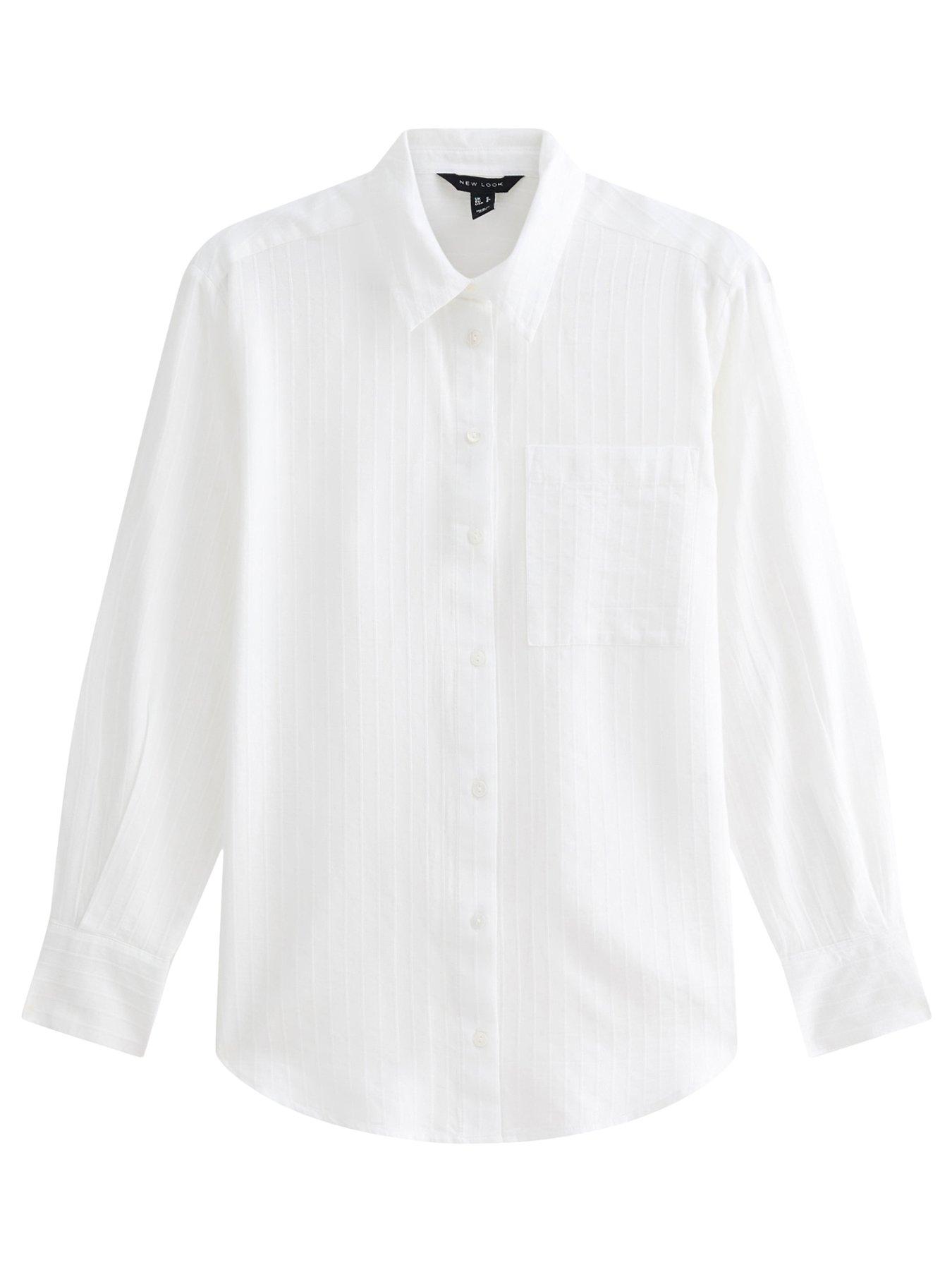 Image 5 of 6 of New Look White Stripe Long Sleeve Shirt