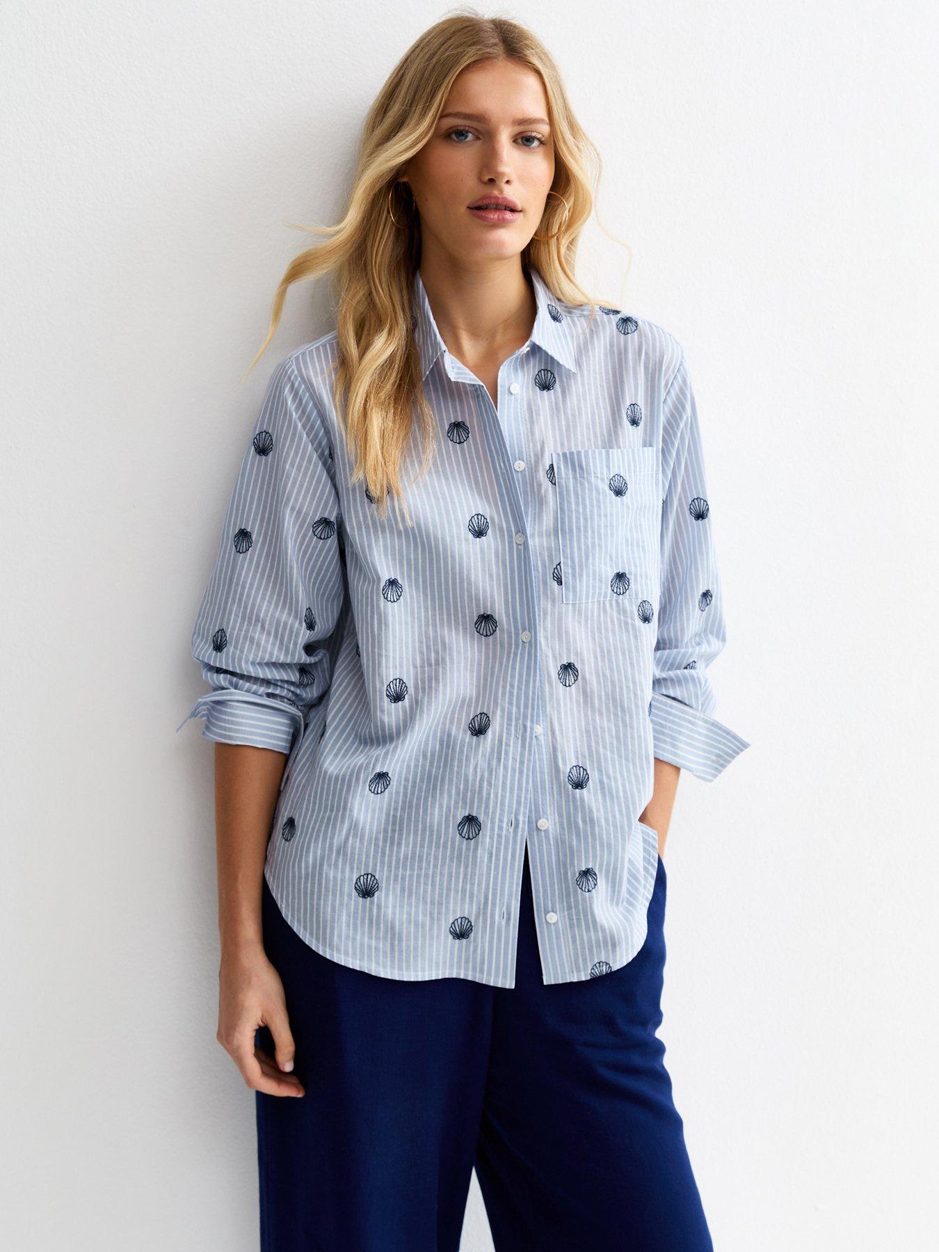 New Look Pinstripe Shell Shirt - Blue