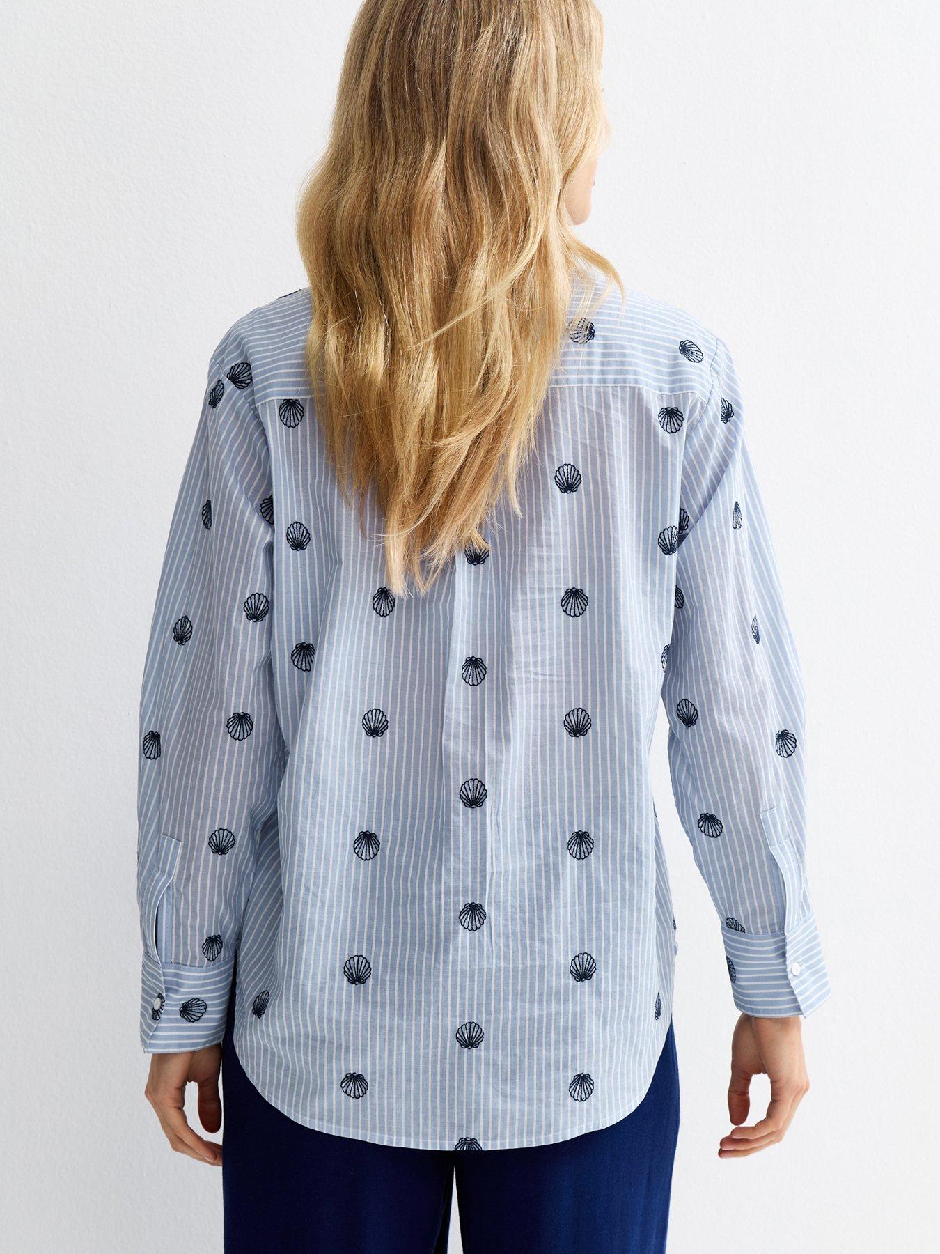 Image 2 of 5 of New Look Pinstripe Shell Shirt - Blue