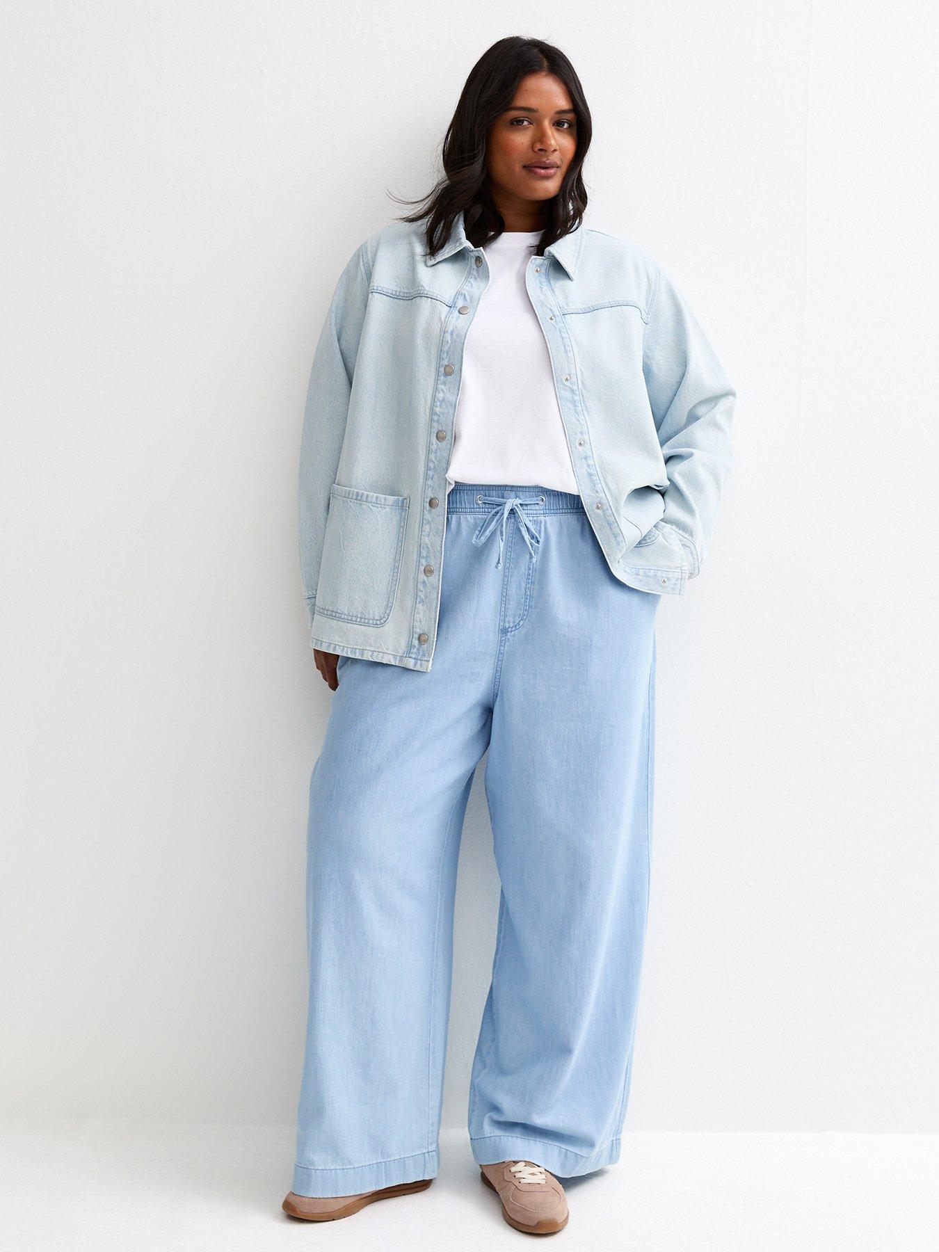 Image 3 of 4 of New Look Curves Denim Shacket - Light Blue