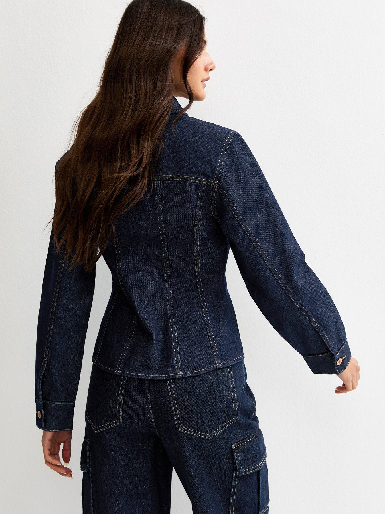 Image 2 of 6 of New Look Indigo Wash Cinched Denim Jacket - Navy