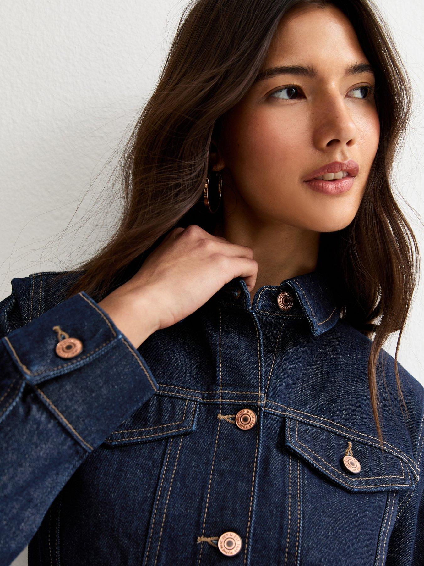 Image 5 of 6 of New Look Indigo Wash Cinched Denim Jacket - Navy