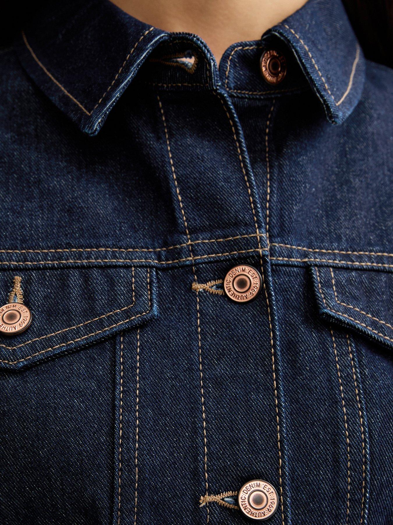 Image 6 of 6 of New Look Indigo Wash Cinched Denim Jacket - Navy