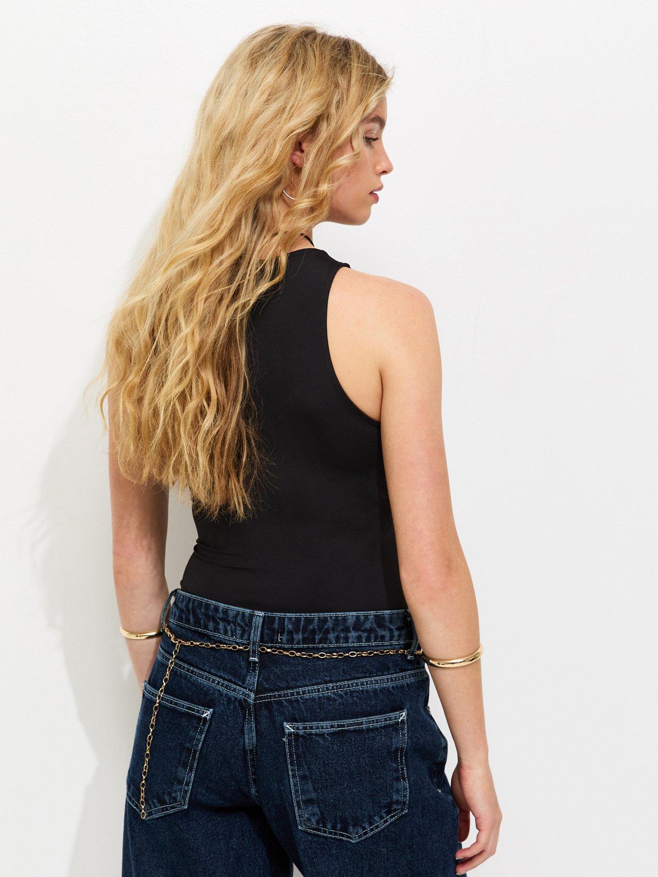 stillFront image of new-look-jersey-racer-bodysuit-black