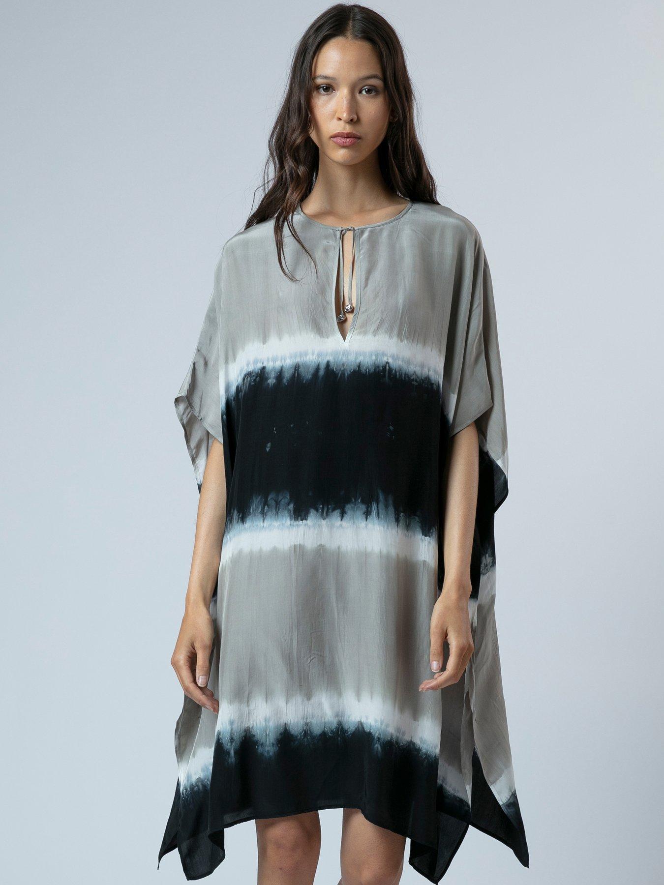 Religion Oversized Tie Dye Ella Kaftan Beach Cover Up - Grey