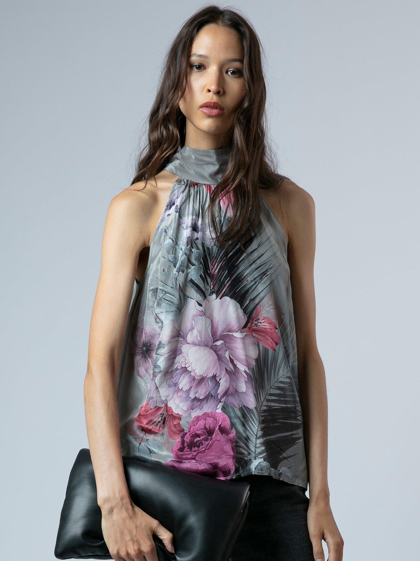 front image of religion-lauren-halter-neck-top