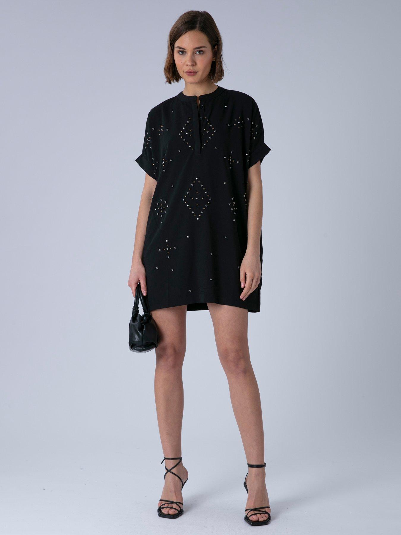 Religion Sarah Heavily Embellished Tunic Dress - Black