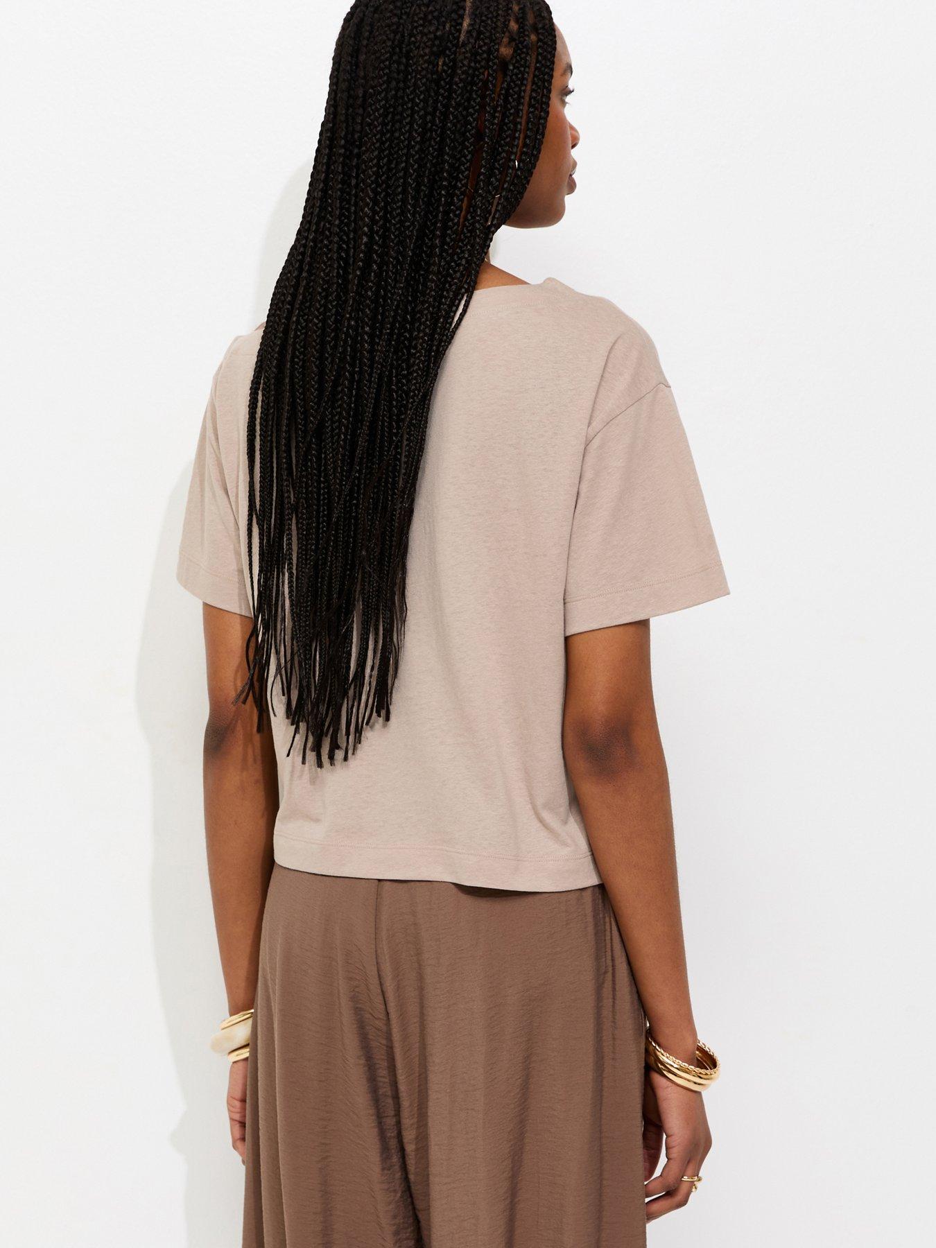 Image 2 of 5 of New Look Mink Textured Off The Shoulder T-Shirt - Brown