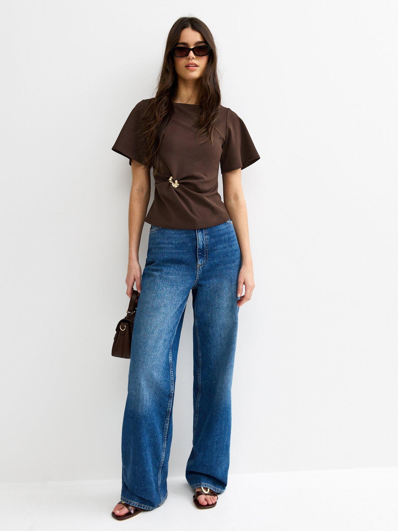 Image 3 of 5 of New Look Dark Brown Gathered Waist Corset T-shirt