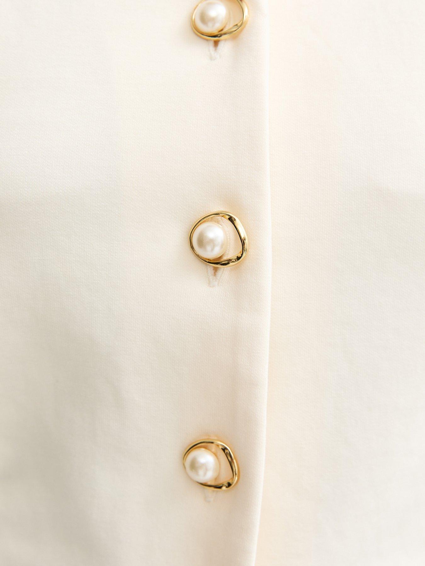  image of new-look-jersey-faux-pearl-button-waistcoat-off-white