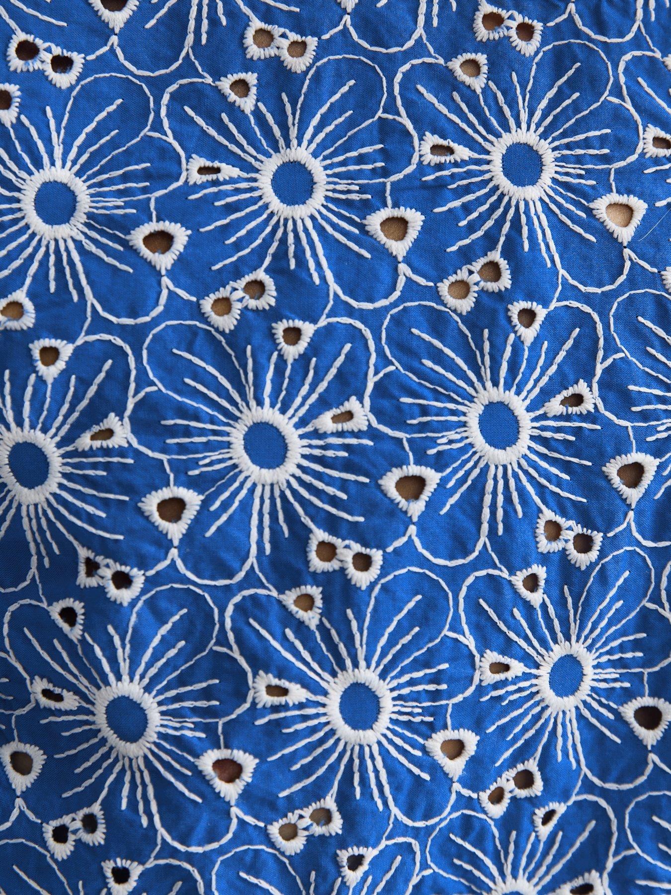 Image 5 of 5 of New Look Cutwork Floral Crew Neck Top - Blue