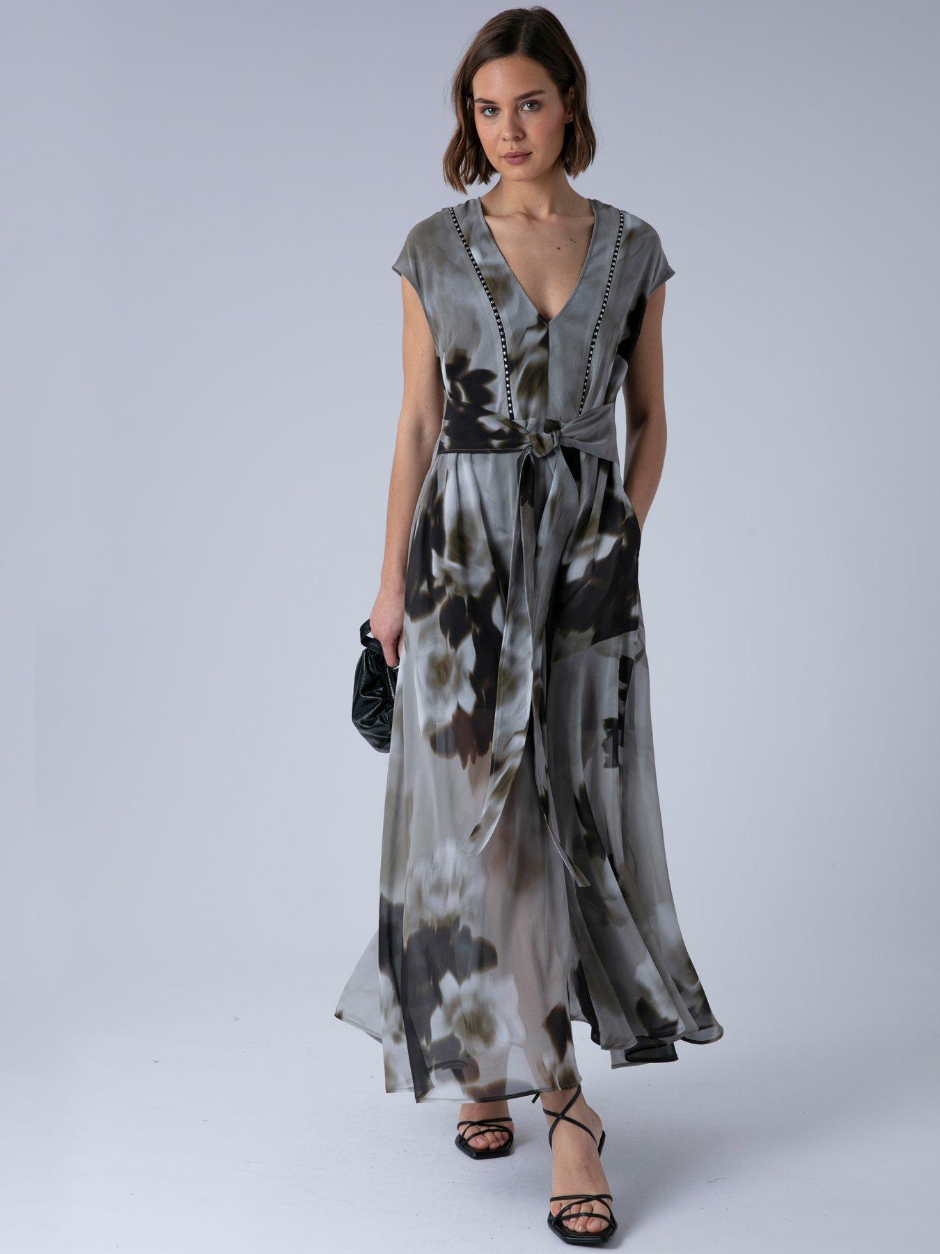 Image 2 of 6 of Religion Lilian Maxi V-Neck Occasion Dress - Grey