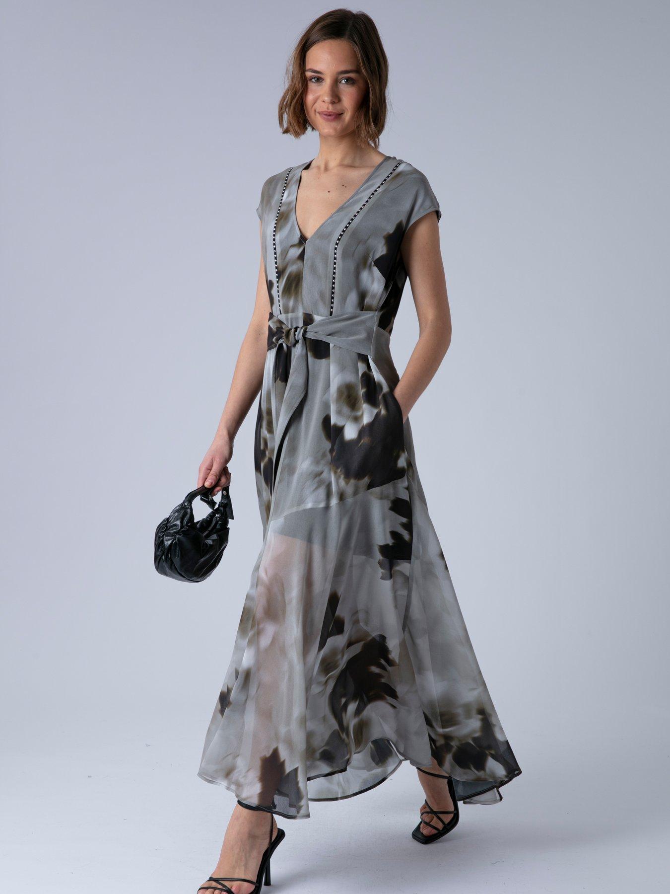 Image 3 of 6 of Religion Lilian Maxi V-Neck Occasion Dress - Grey