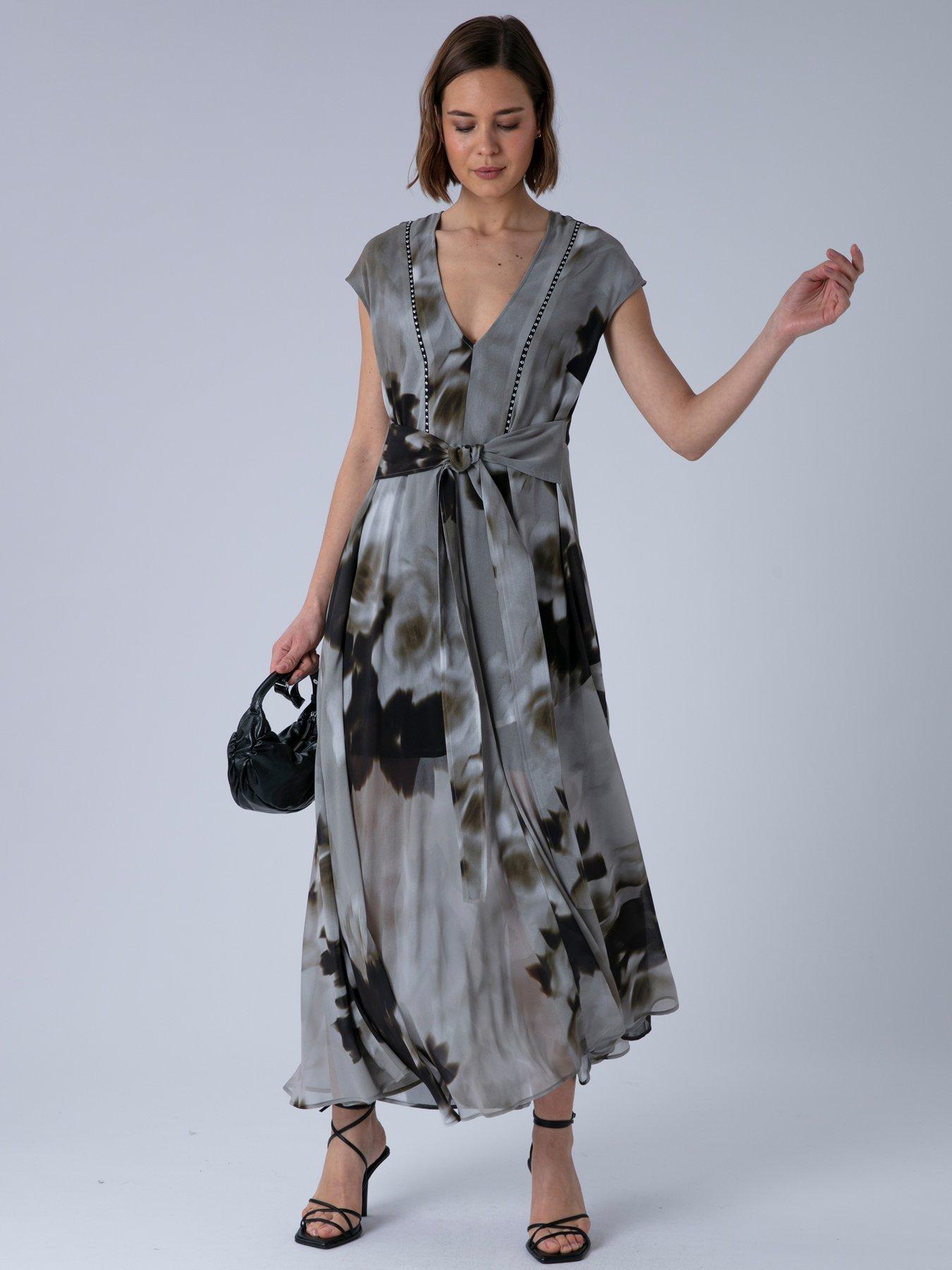 Image 4 of 6 of Religion Lilian Maxi V-Neck Occasion Dress - Grey