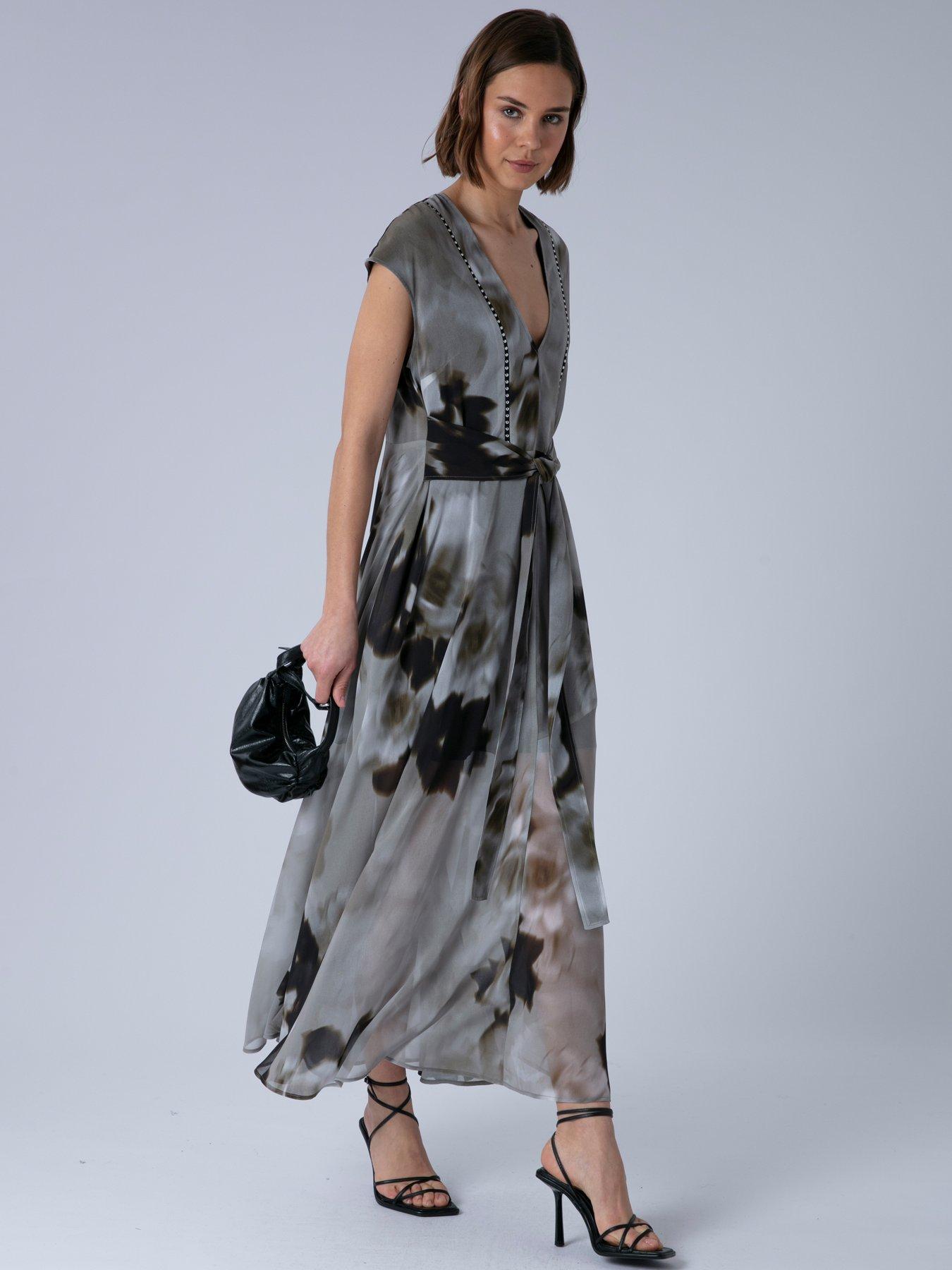 Image 5 of 6 of Religion Lilian Maxi V-Neck Occasion Dress - Grey