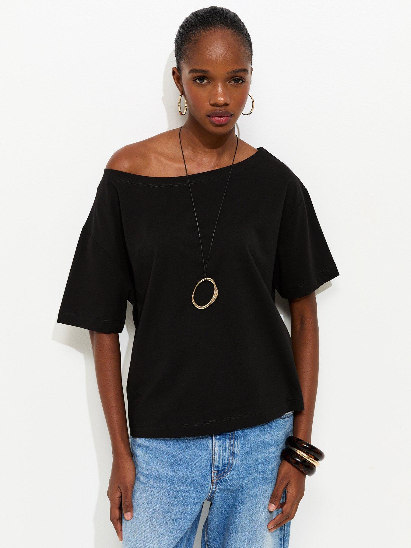 front image of new-look-off-the-shoulder-top-black