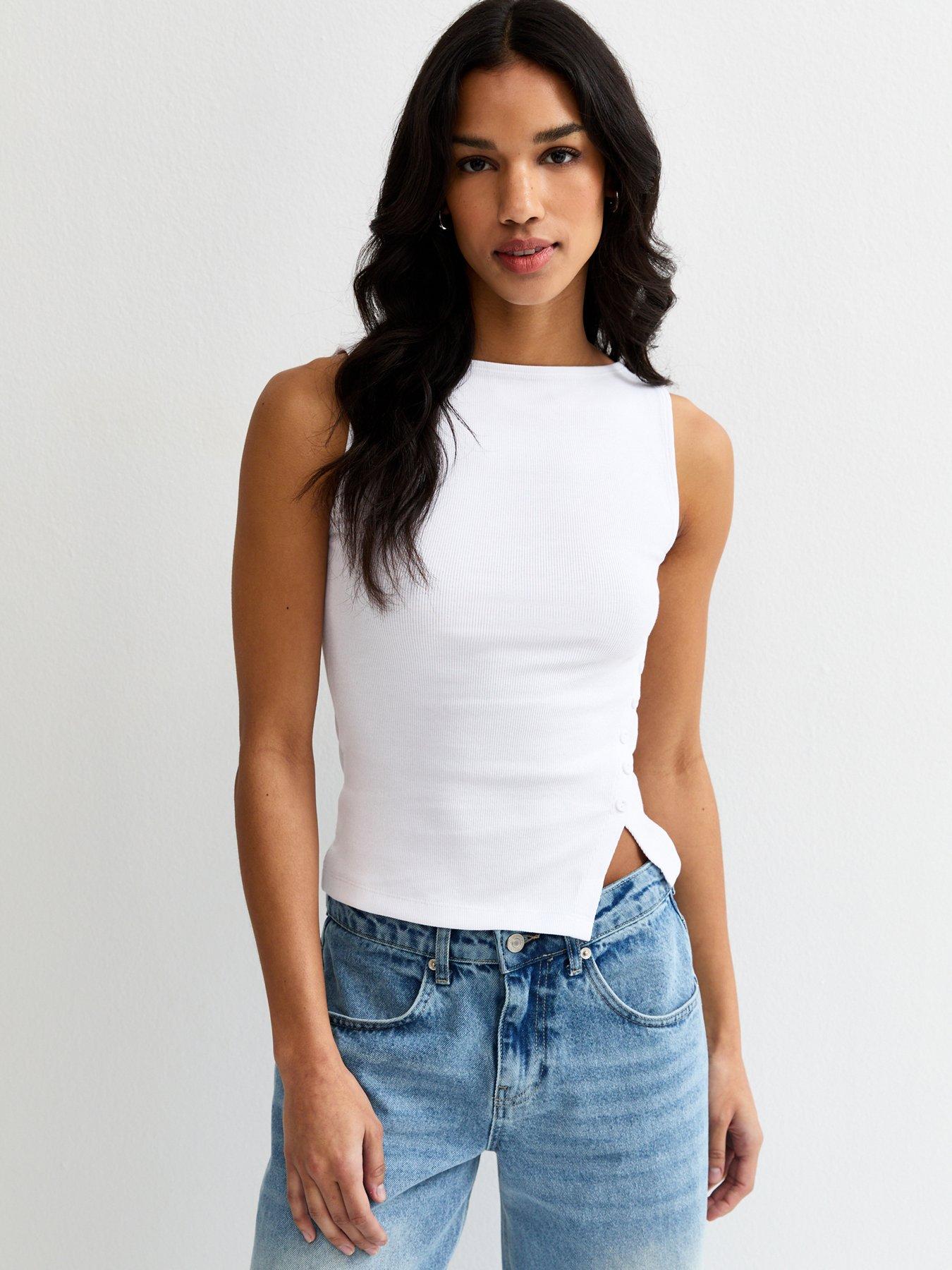 front image of new-look-asymmetric-hem-button-side-vest-top-white