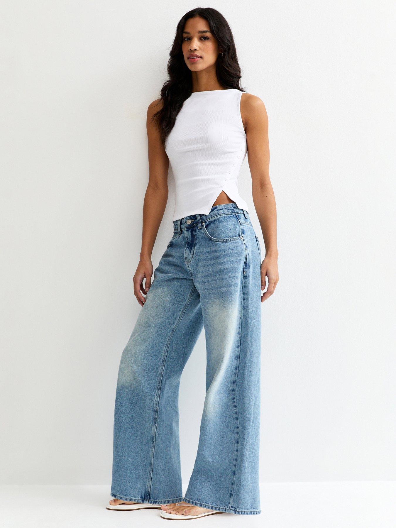  image of new-look-asymmetric-hem-button-side-vest-top-white