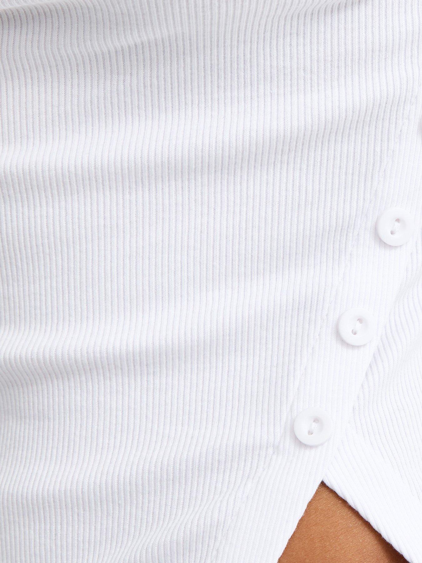  image of new-look-asymmetric-hem-button-side-vest-top-white