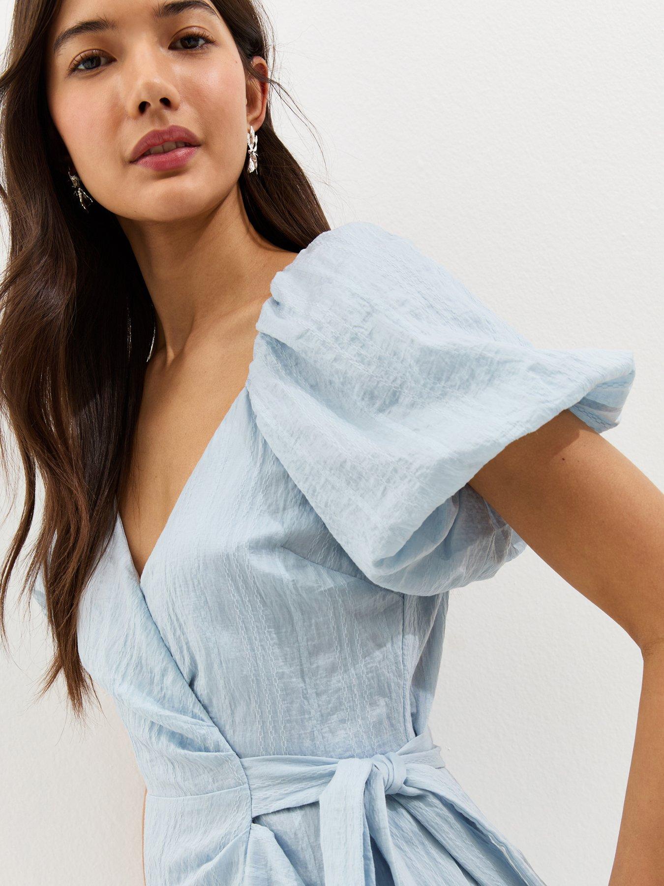 light blue wrap dress Royal Blue Rhinestone Sleeveless Ruched Mesh Maternity Midi Dress –  PinkBlush main image 0