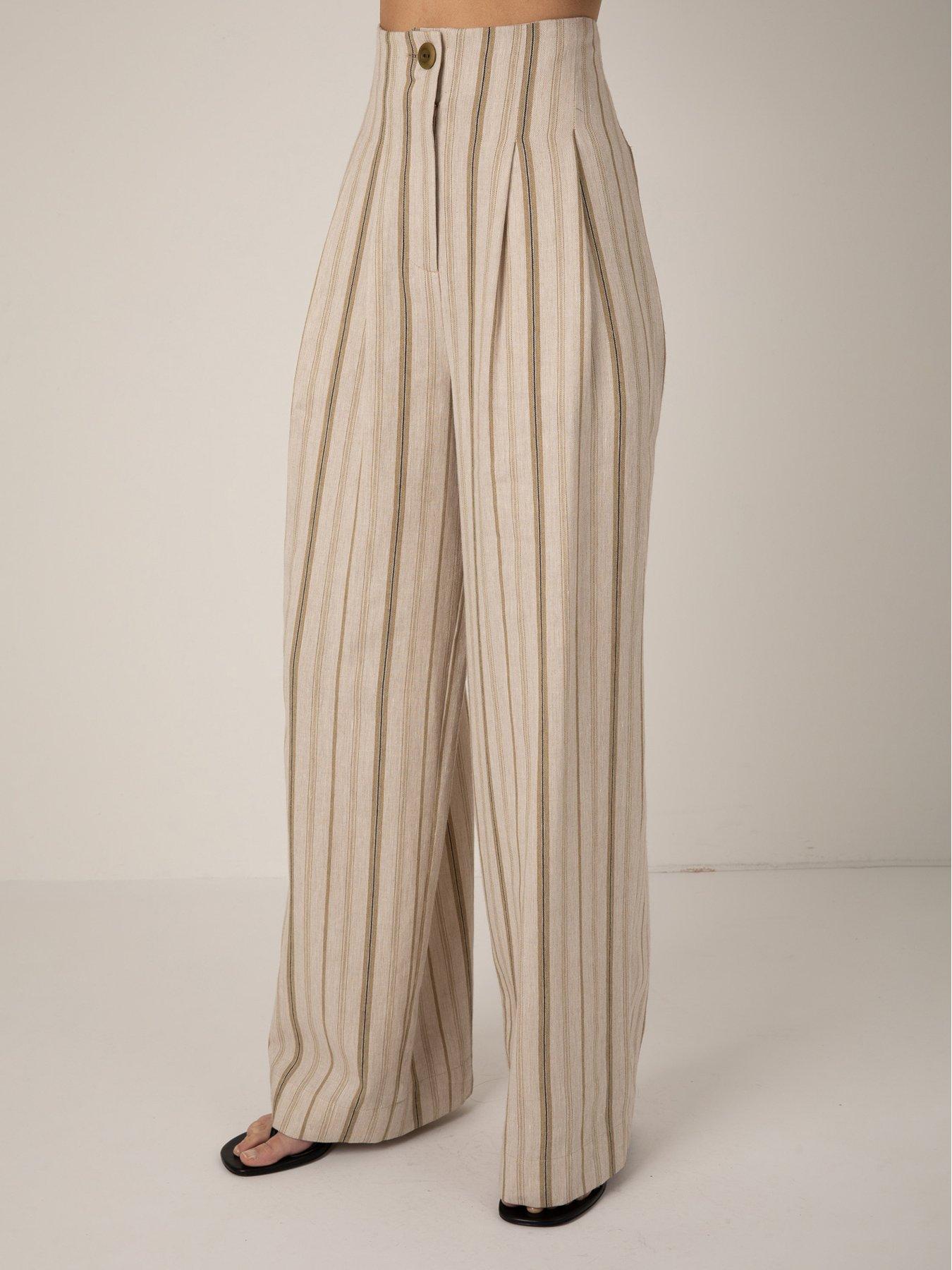 Image 3 of 4 of Vi.ve.re Nellie Stripe Trousers - Cream