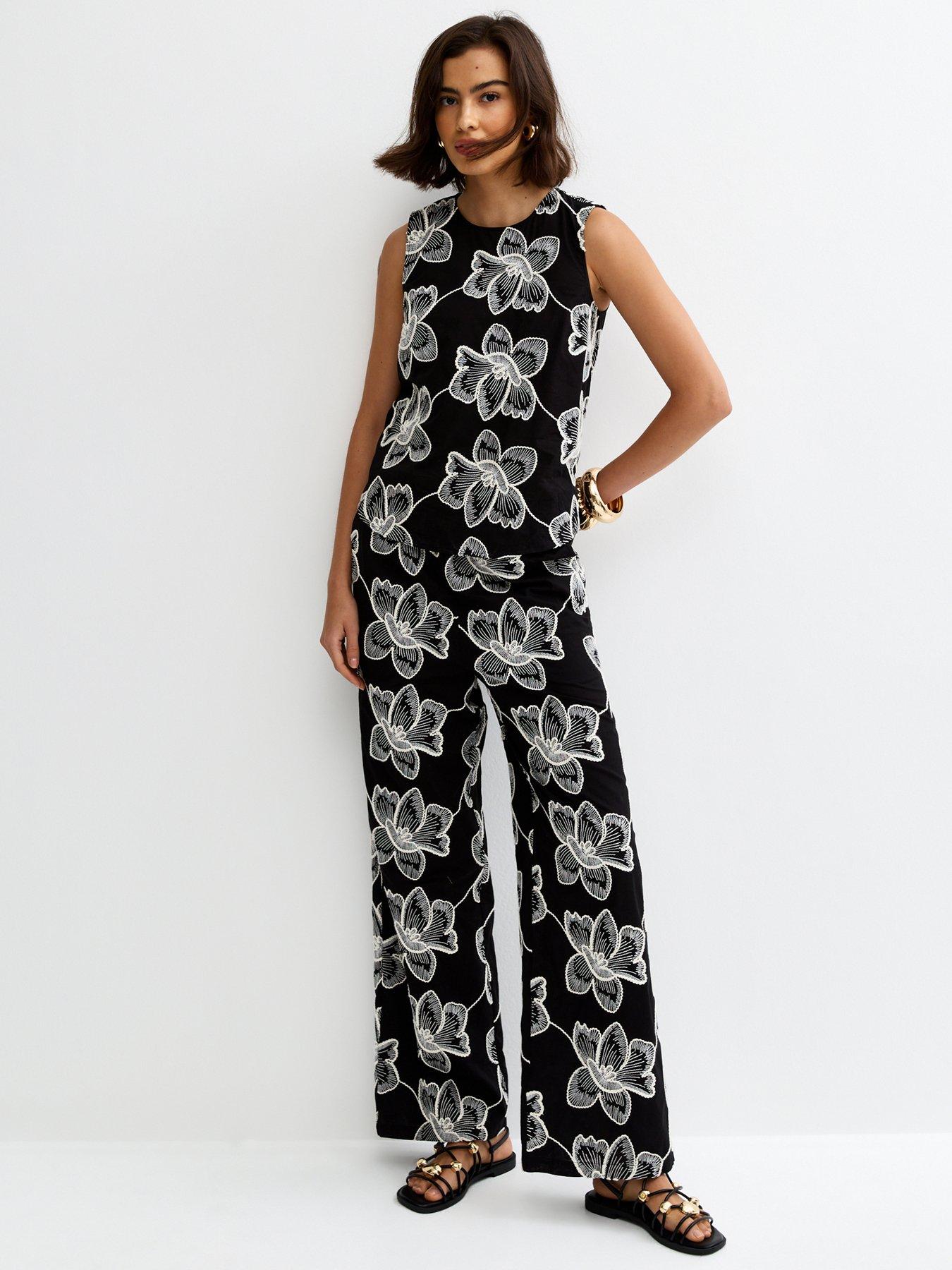 New Look Black Cornelli Embroidered Co-ord Trousers