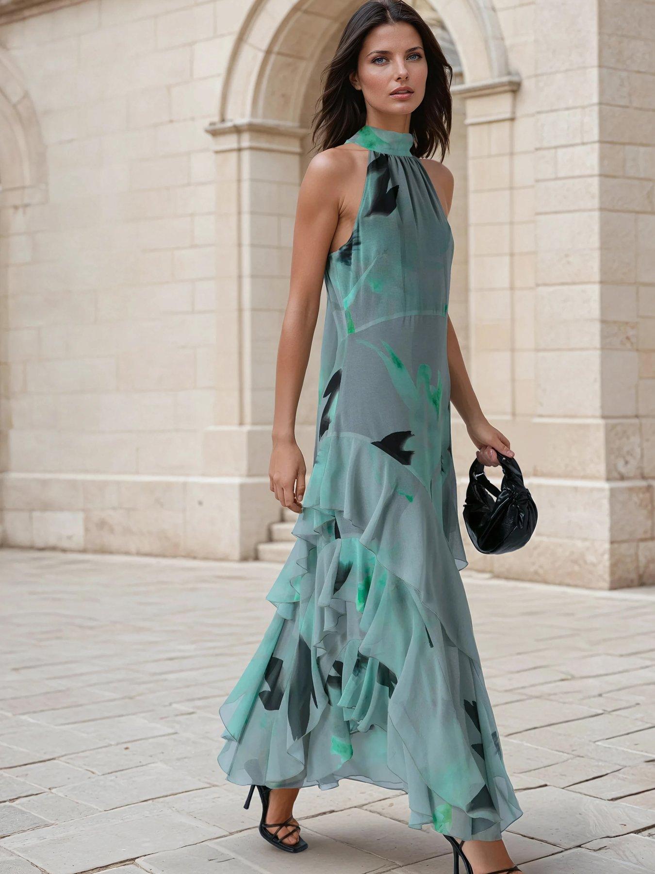 Religion Taylor Maxi Halter-Neck Occasion Dress - Green