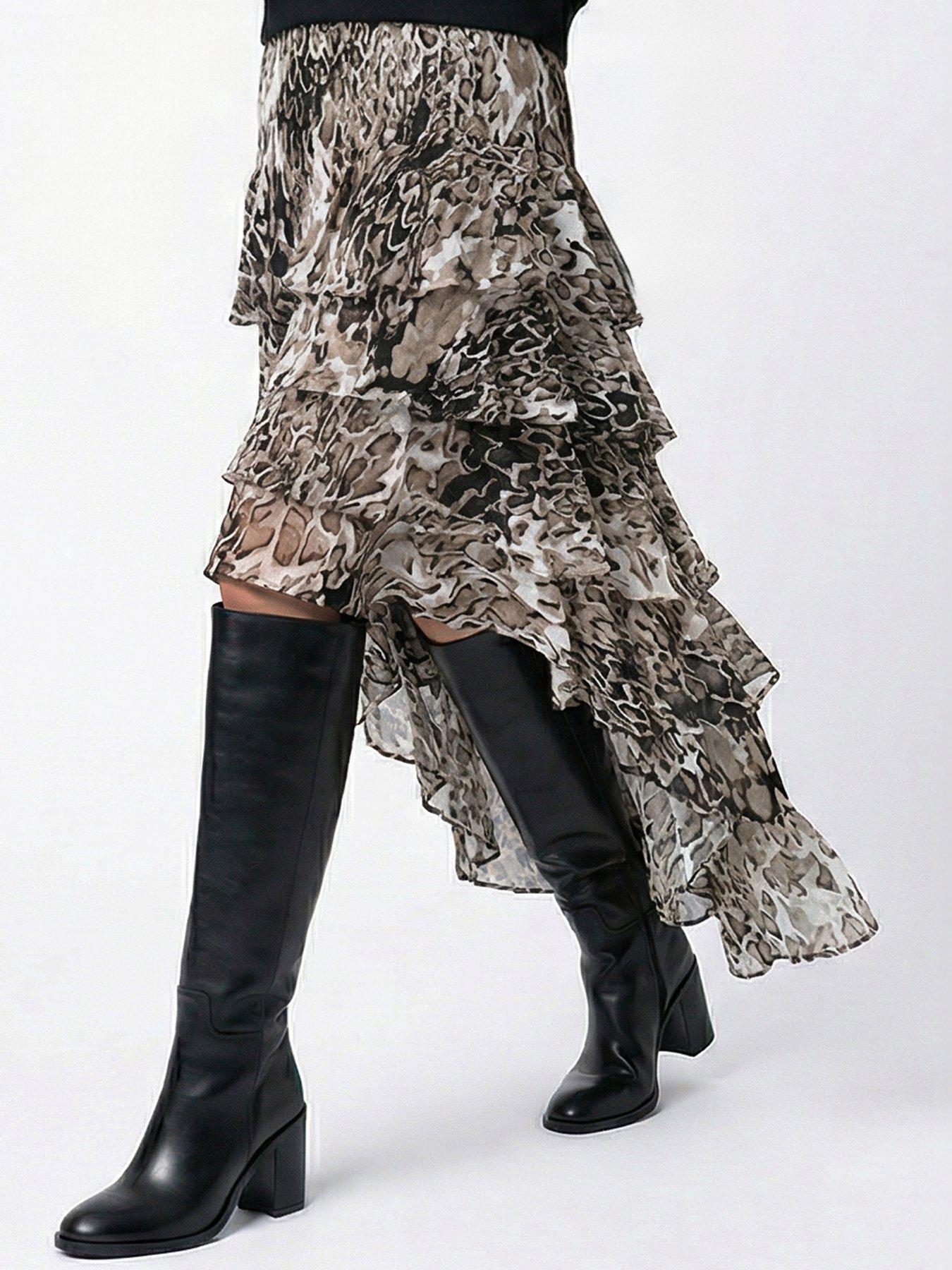 Image 2 of 4 of Religion Fae High Low Ruffle Skirt - Brown