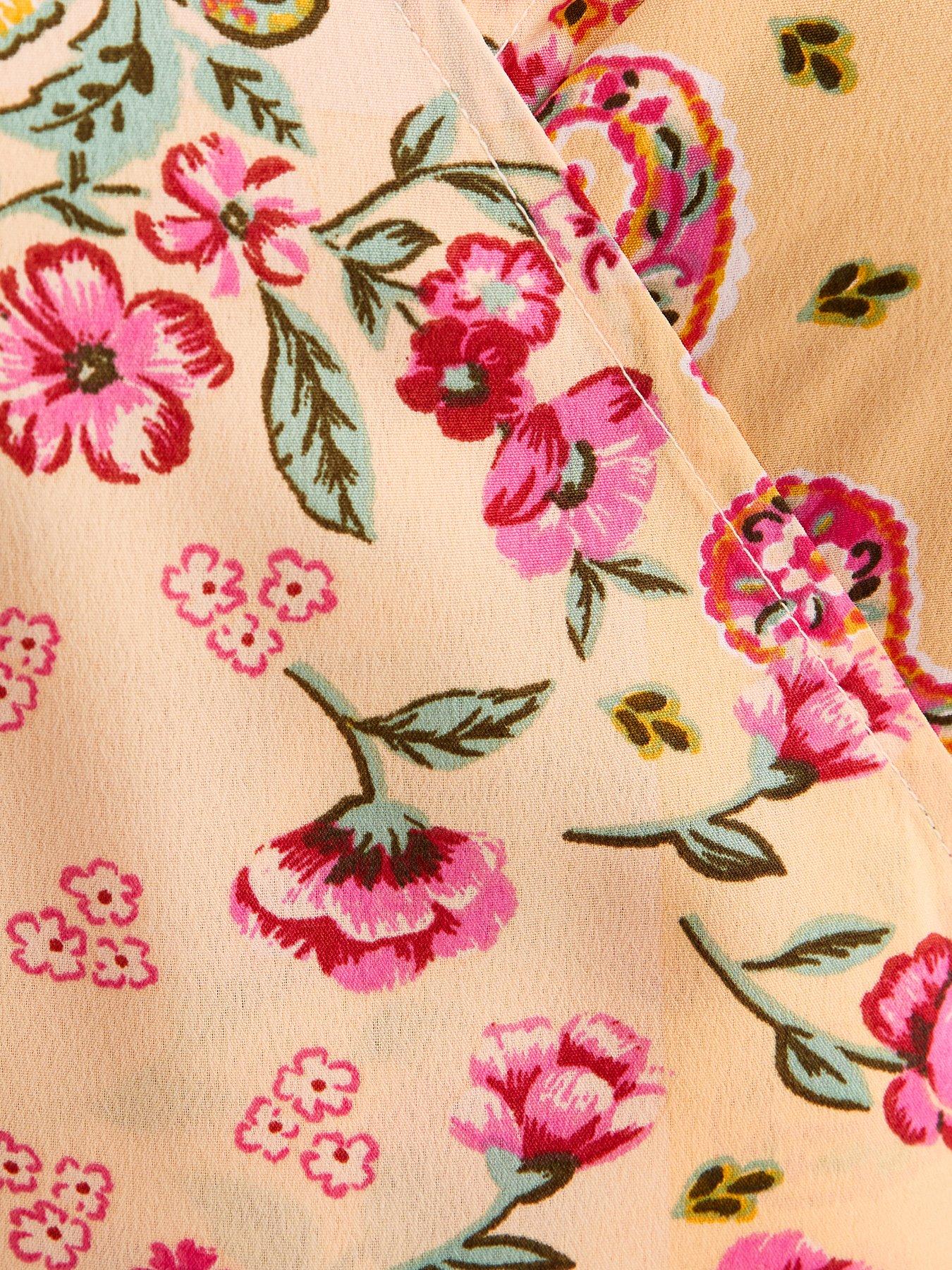 Image 5 of 5 of New Look Crepe Patch Print Wrap Midi Dress - Pink
