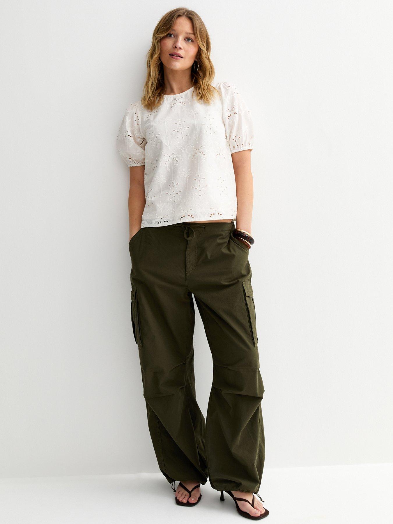  image of new-look-palm-cutwork-puff-blouse-white