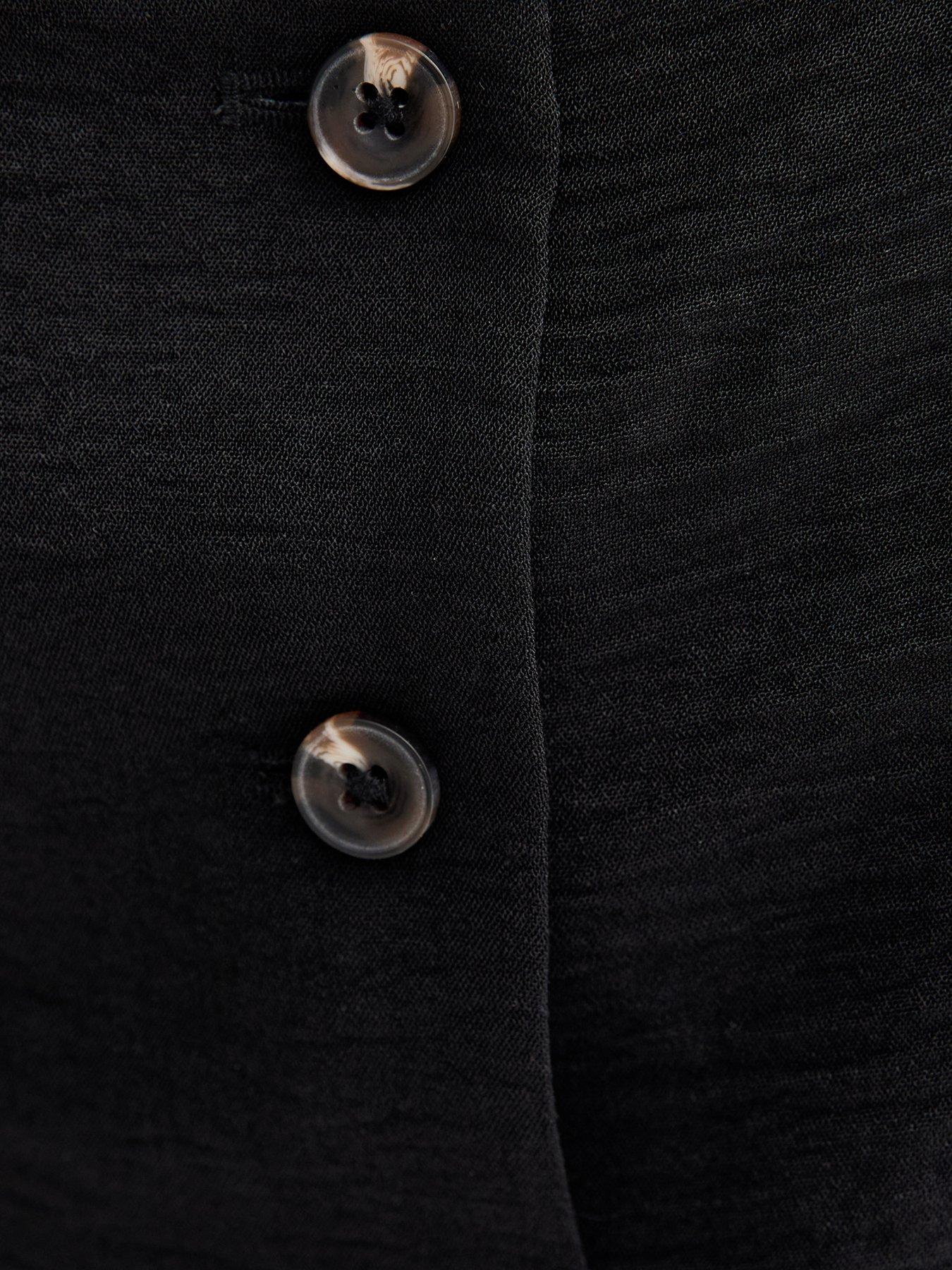  image of new-look-square-neck-button-down-waistcoat-black