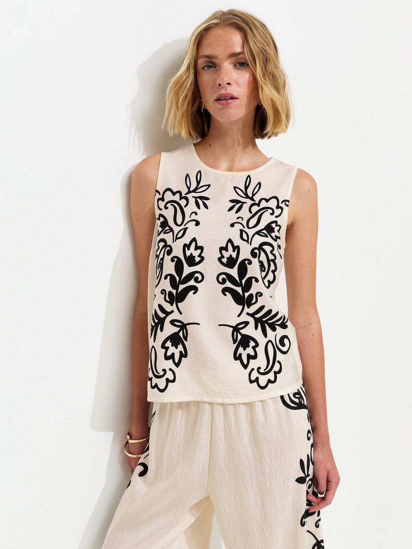 New Look Paisley Print Tank Top - White/Black