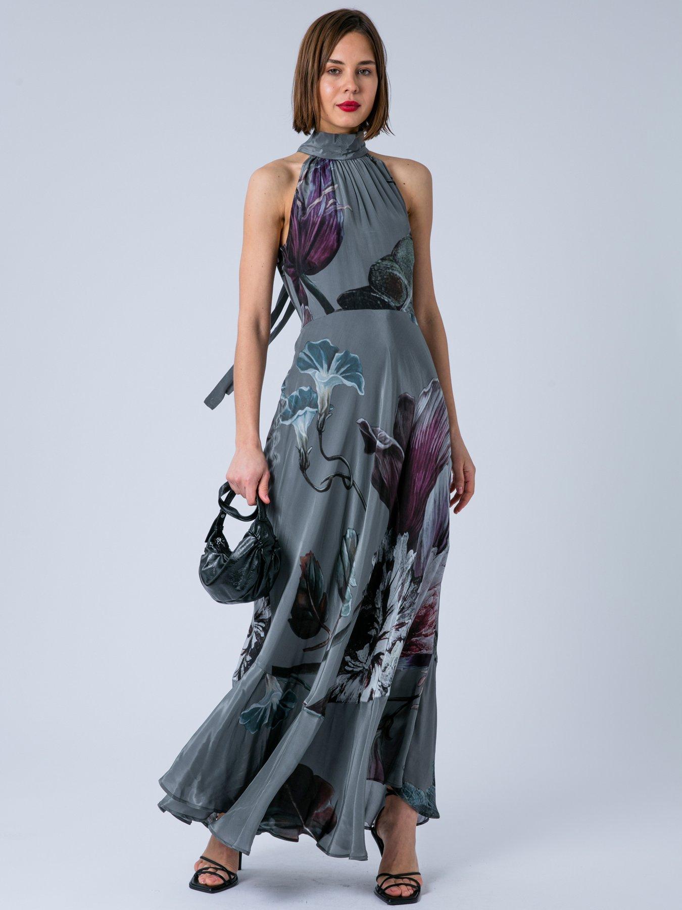 Religion Valeria Halter Neck Maxi Dress - Grey