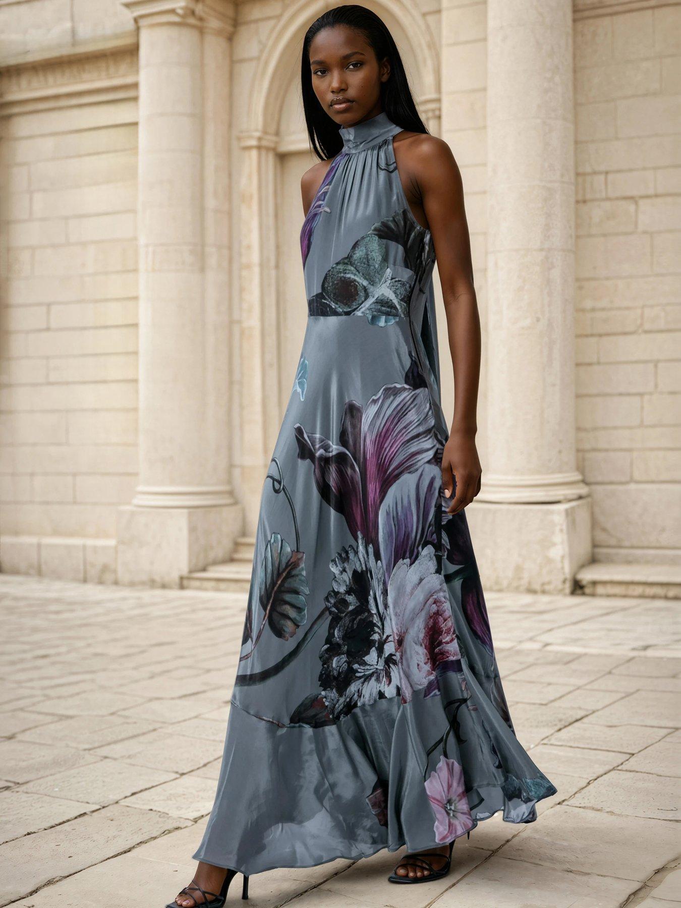 Religion Valeria Halter Neck Maxi Dress - Grey