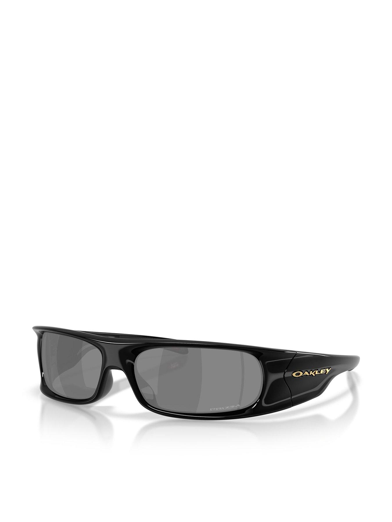 front image of oakley-highland-rectangle-sunglasses-black