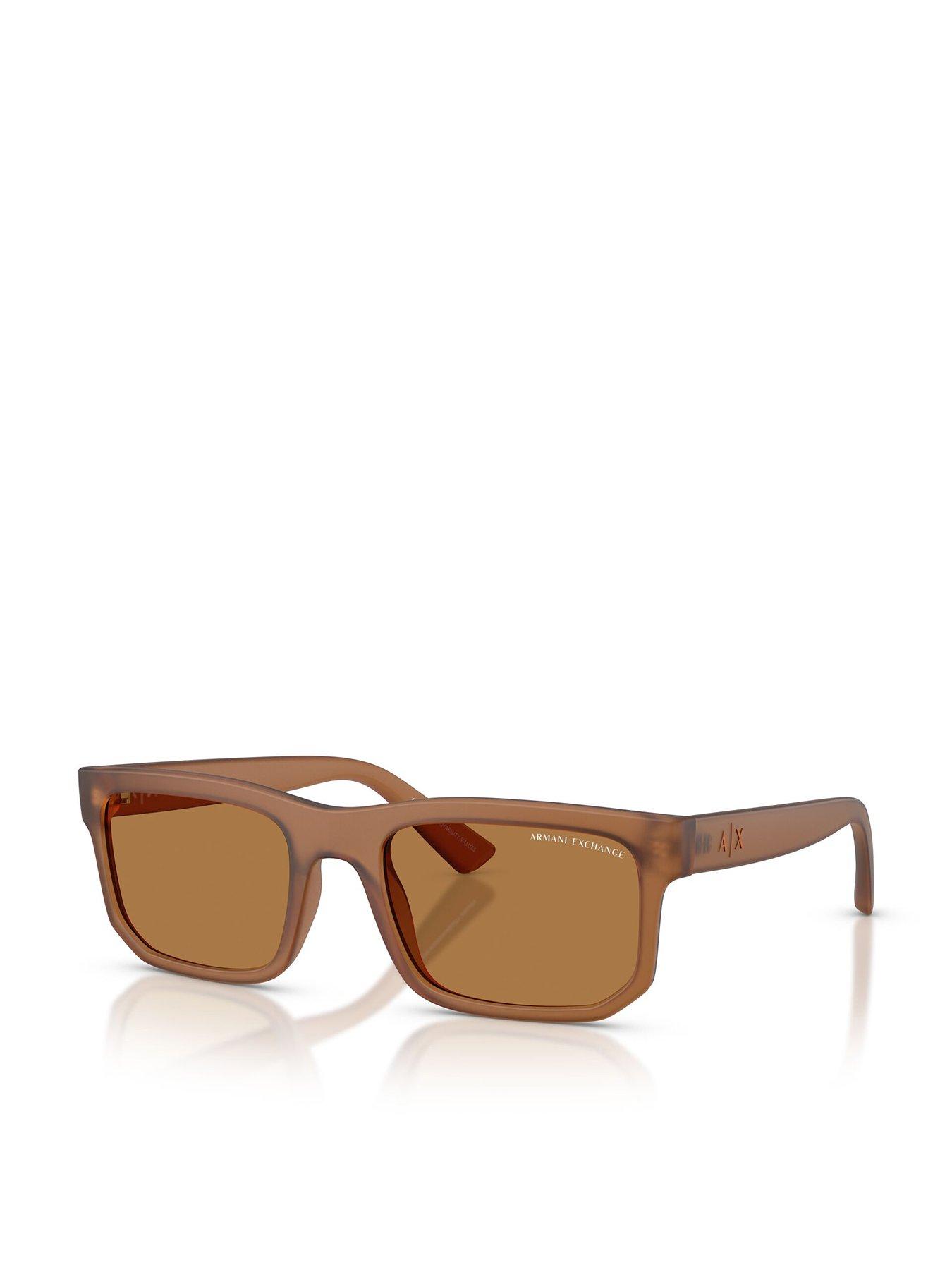  image of armani-exchange-0ax4165s-square-sunglasses-brown