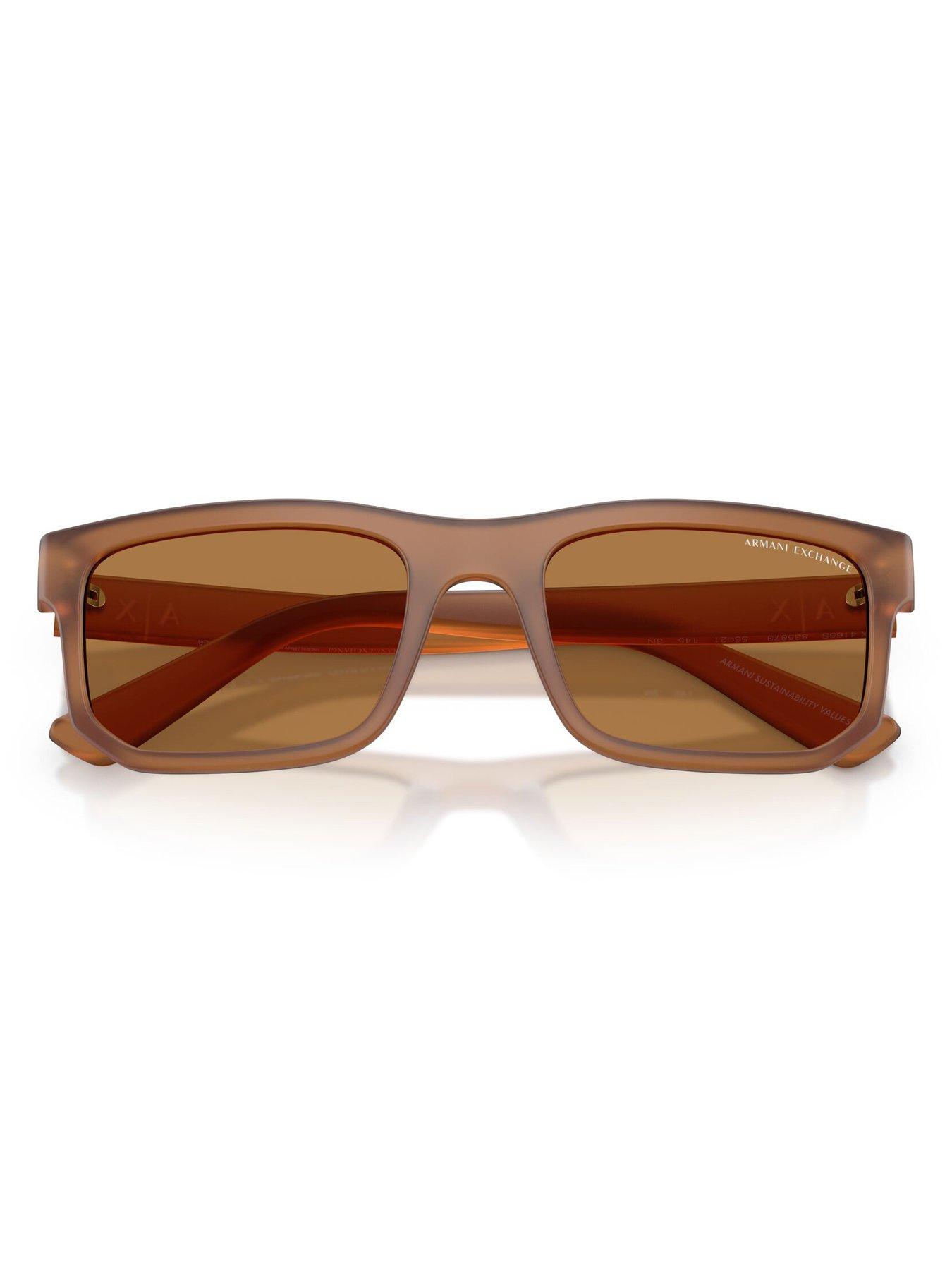  image of armani-exchange-0ax4165s-square-sunglasses-brown