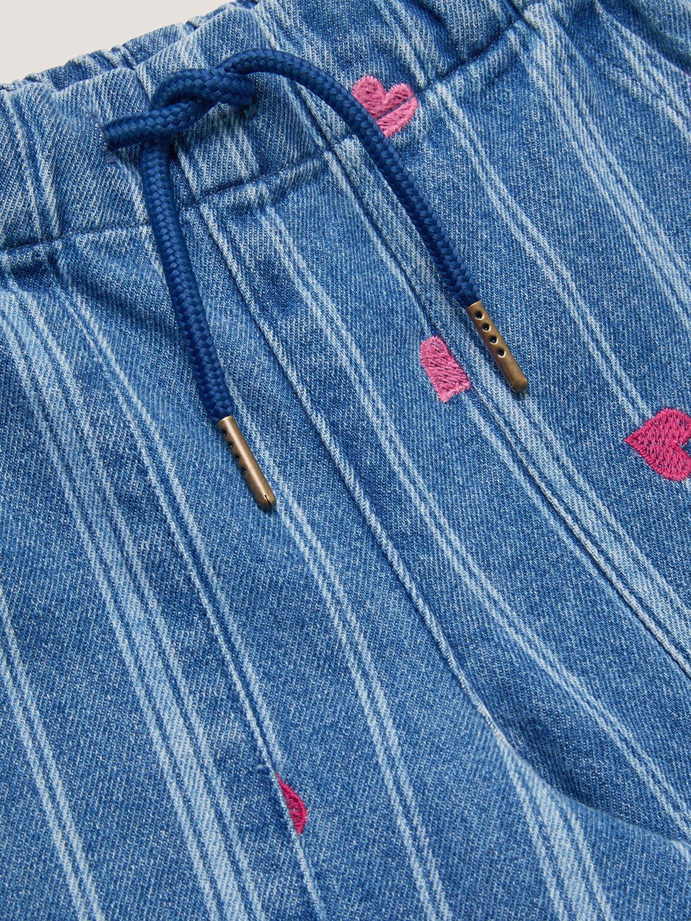 Image 4 of 4 of Monsoon Girls Stripe Heart Denim Jeans - Blue