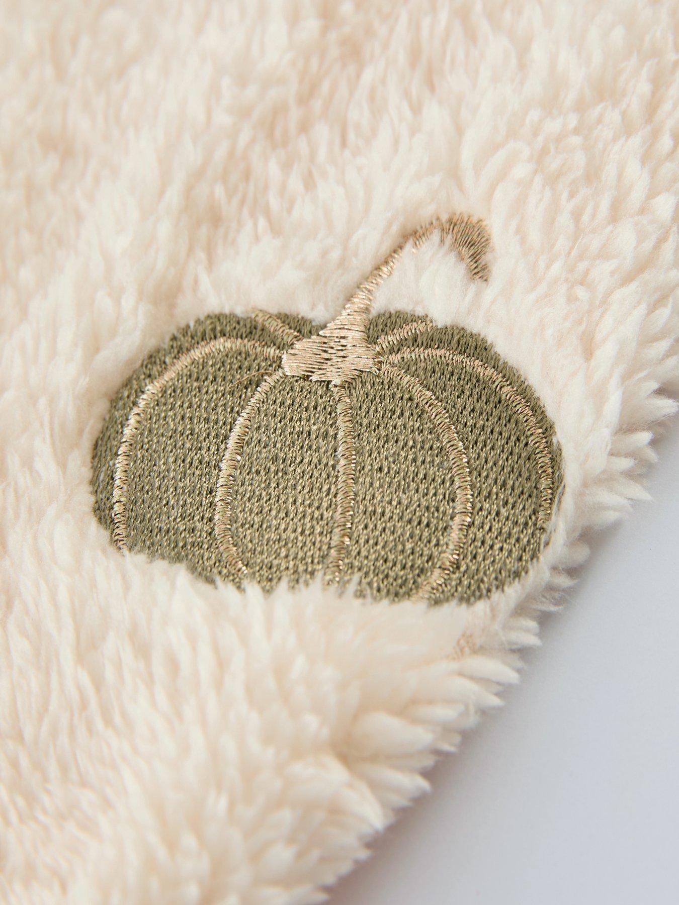 Image 4 of 7 of The Very Collection Pumpkin Embroidered Fleece Throw