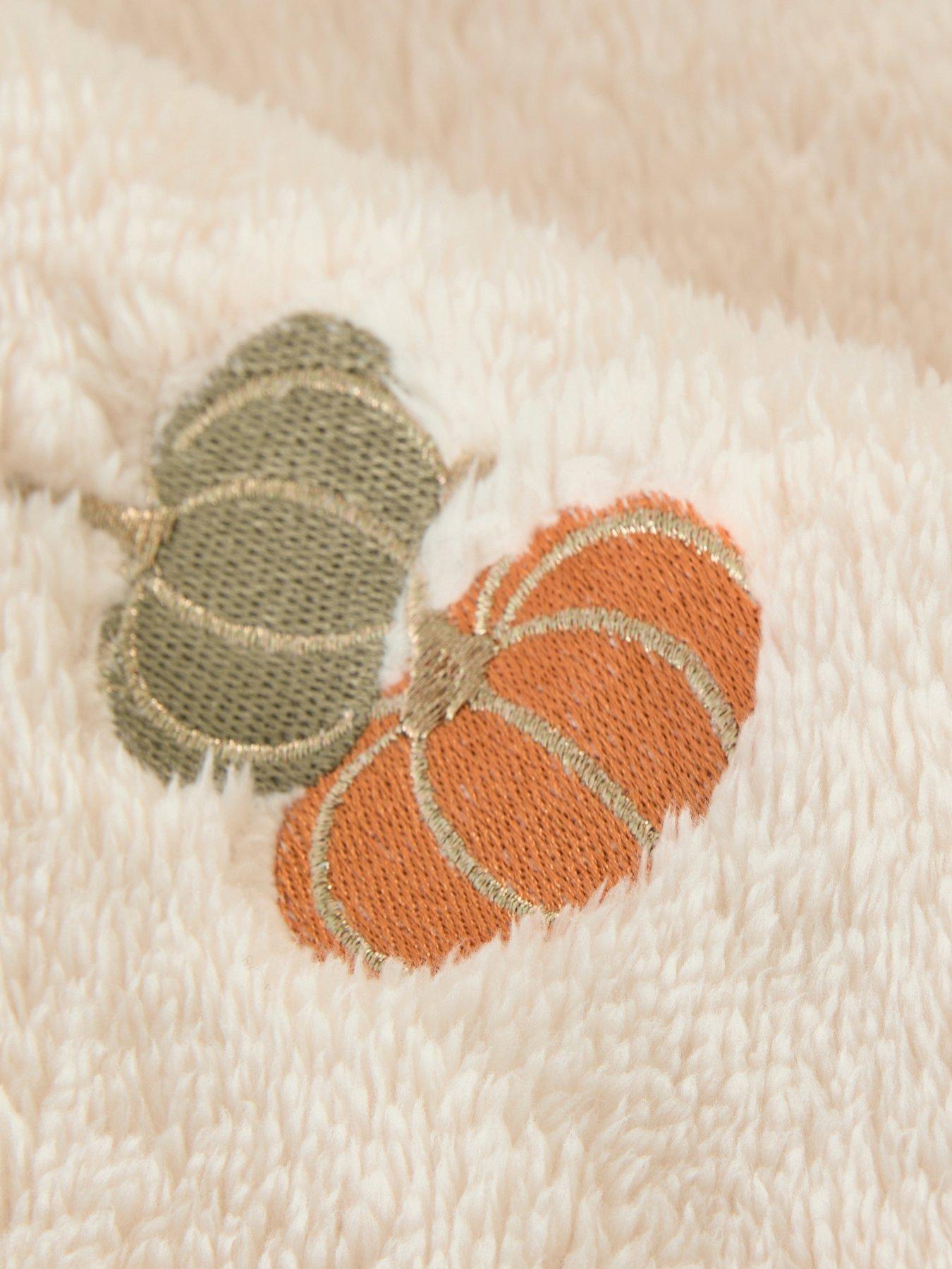 Image 6 of 7 of The Very Collection Pumpkin Embroidered Fleece Throw