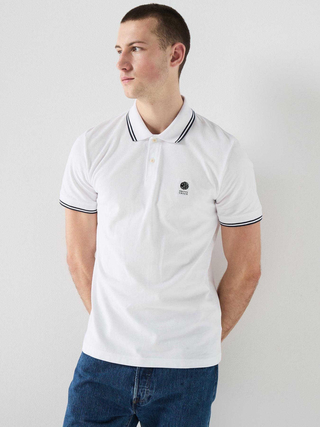 Pretty Green Rayner Tipped Short Sleeve Polo Shirt - White