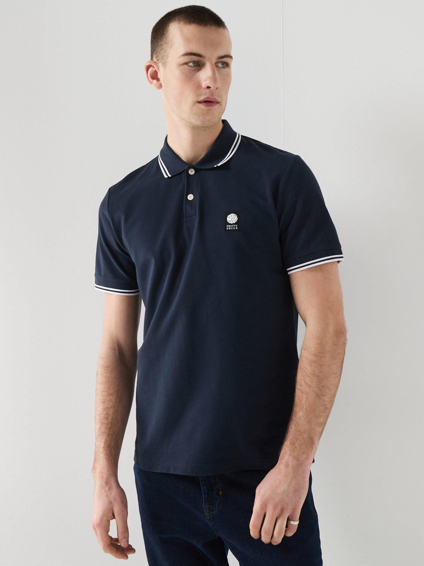 Pretty Green Rayner Tipped Short Sleeve Polo Shirt - Navy