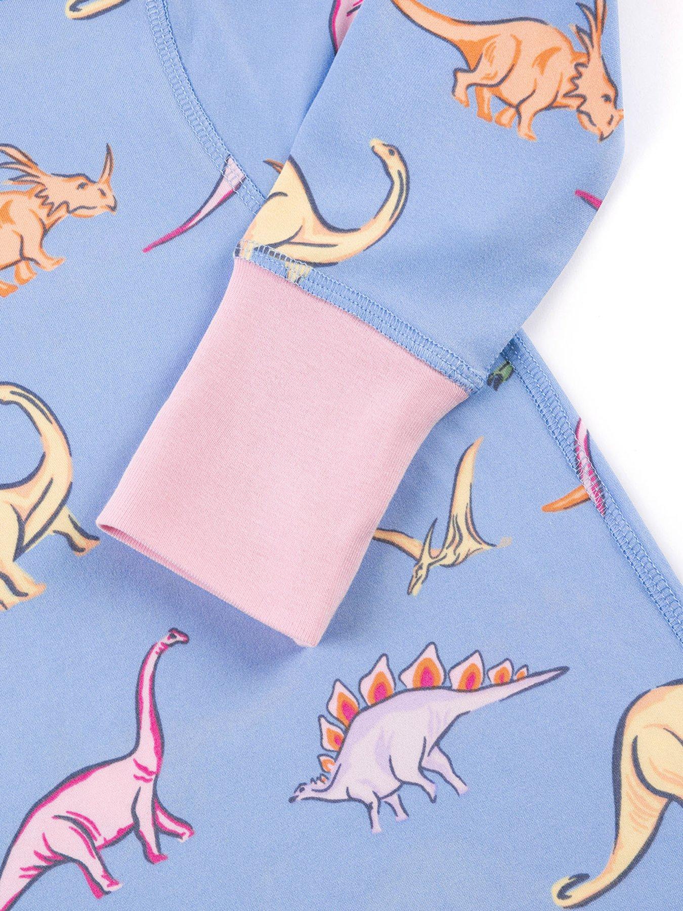 Image 6 of 7 of CHELSEA PEERS Kids Dinosaurs Long Sleeve Crew Neck Pyjamas - Blue