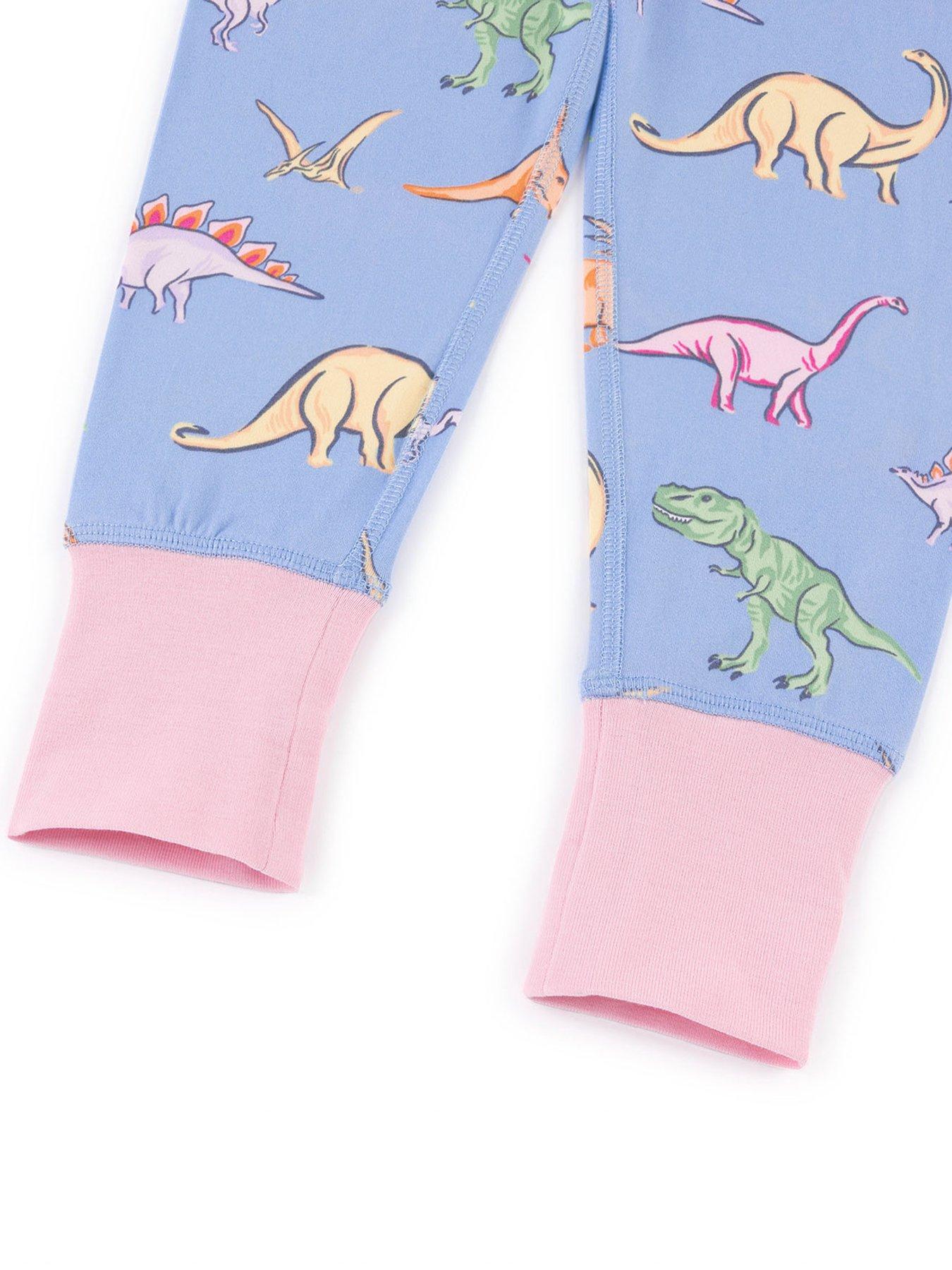Image 7 of 7 of CHELSEA PEERS Kids Dinosaurs Long Sleeve Crew Neck Pyjamas - Blue