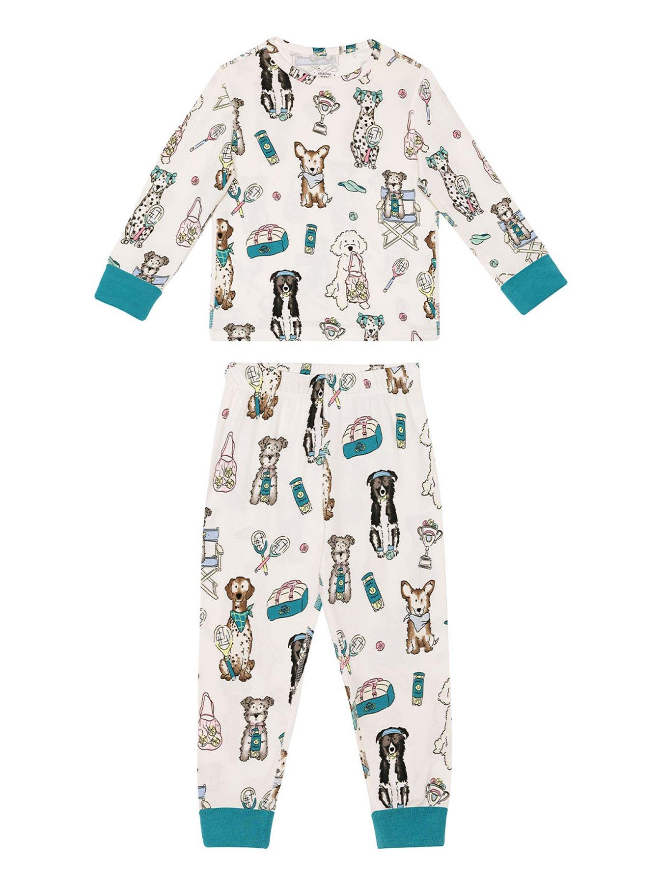 Image 3 of 5 of CHELSEA PEERS Kids 2 Pack Dog Print Pyjamas - Blue