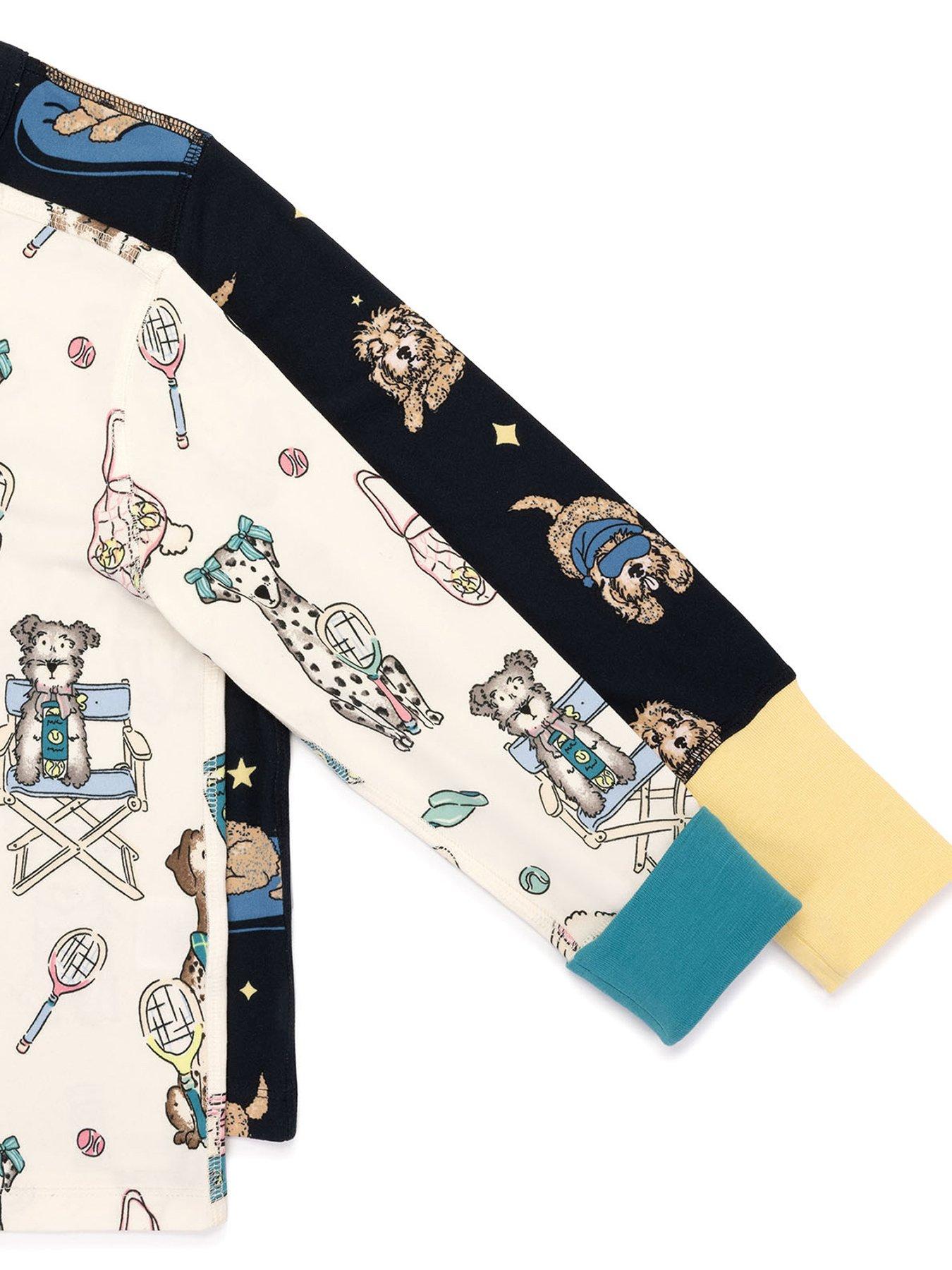 Image 4 of 5 of CHELSEA PEERS Kids 2 Pack Dog Print Pyjamas - Blue