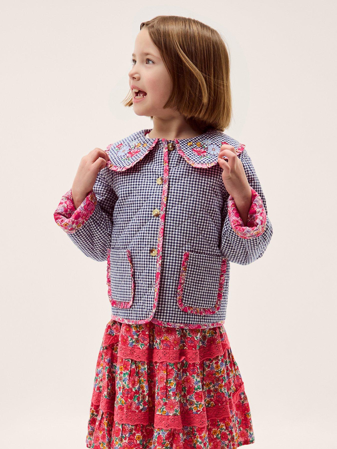 Image 1 of 4 of Monsoon Girls Treasure Trove Gingham Jacket - Navy